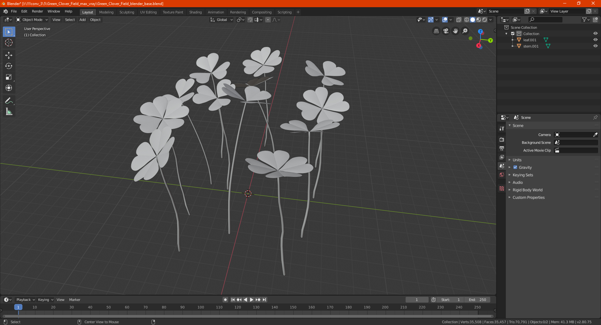 3D Green Clover Field model