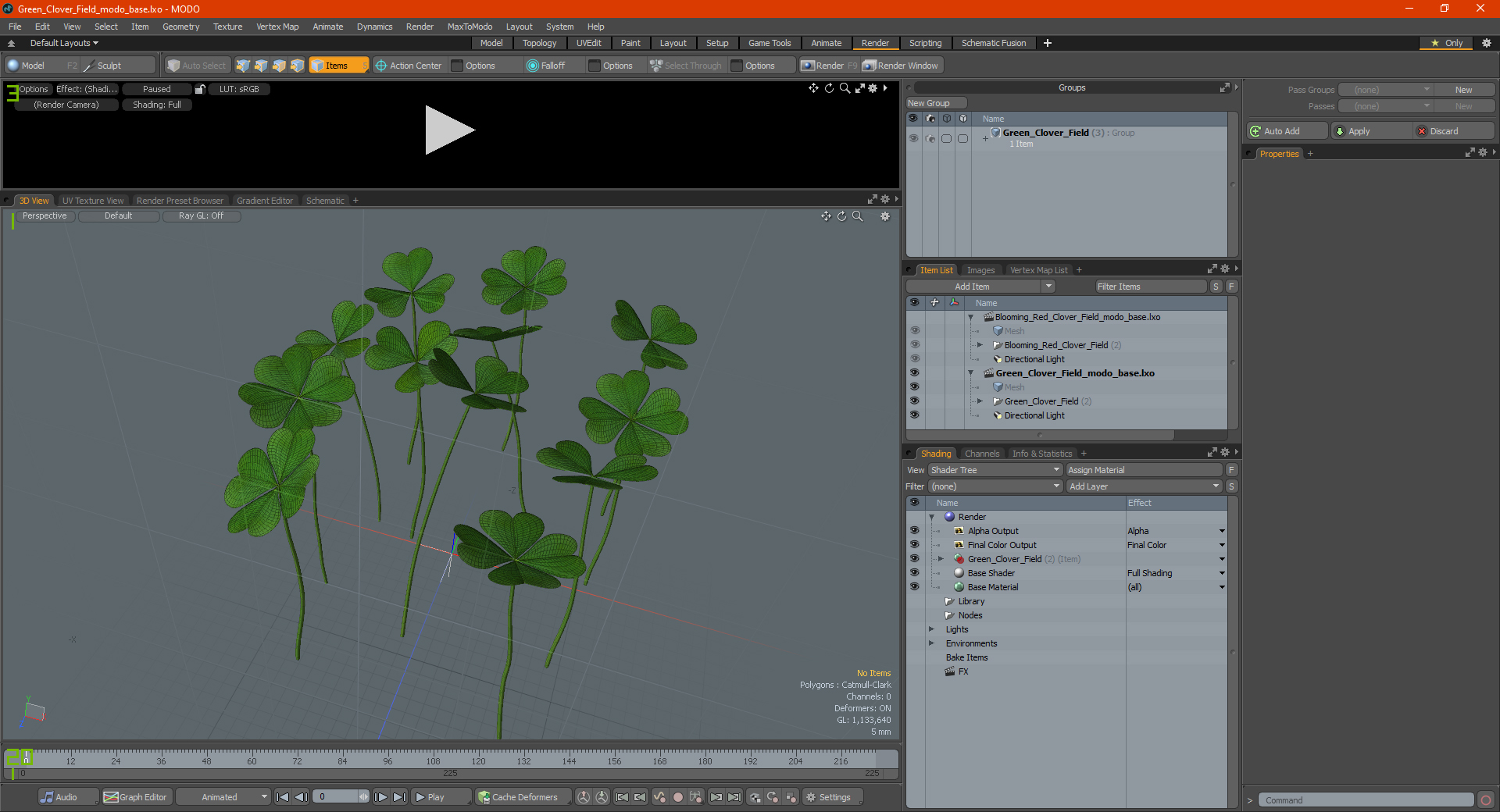 3D Green Clover Field model