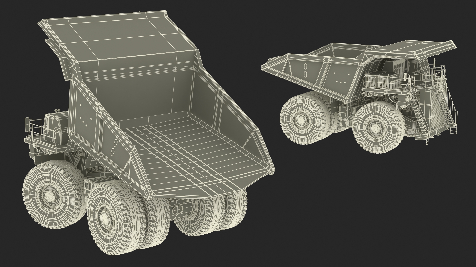 Heavy Duty Mining Dump Truck Rigged for Cinema 4D 3D model