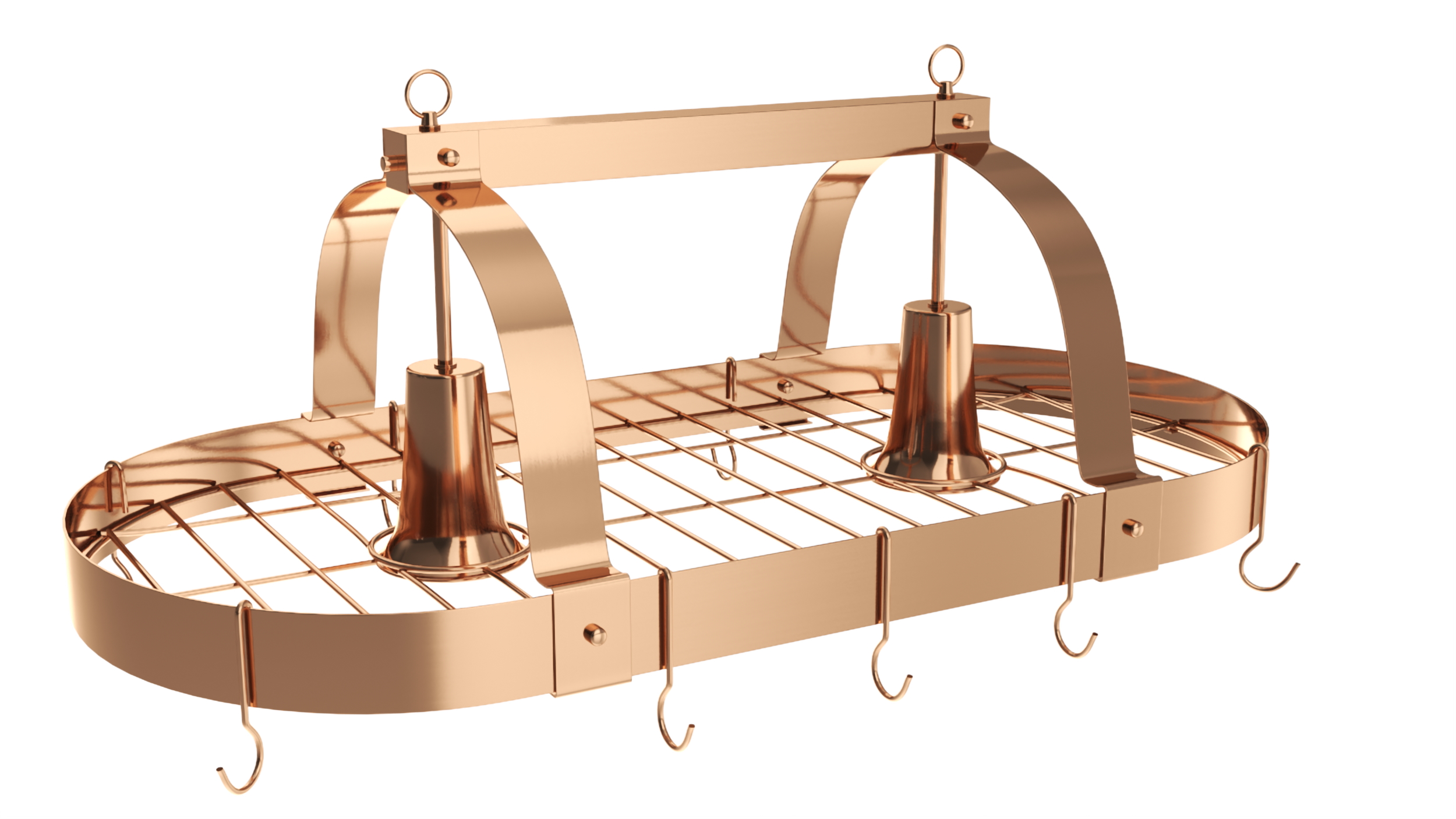 Ceiling Pot Rack Organizer with Hooks Copper 3D model