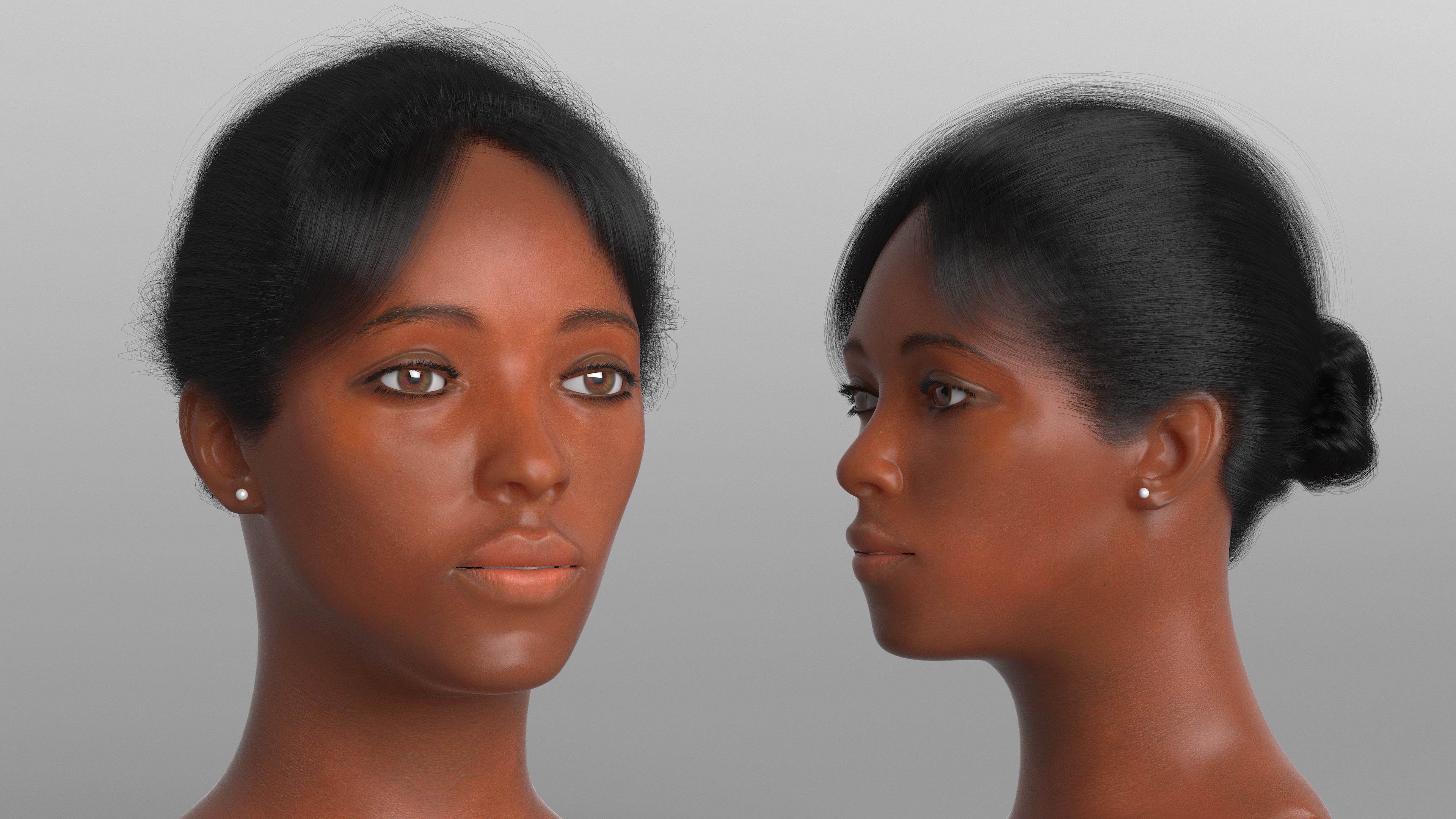 3D model Black Woman Head Fur