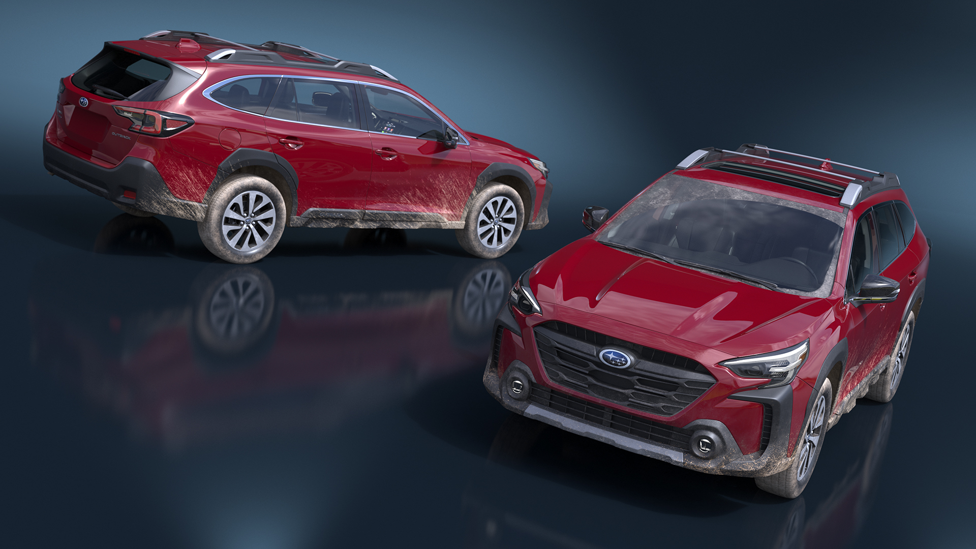 2025 Subaru Outback Crimson Red Dirty 3D