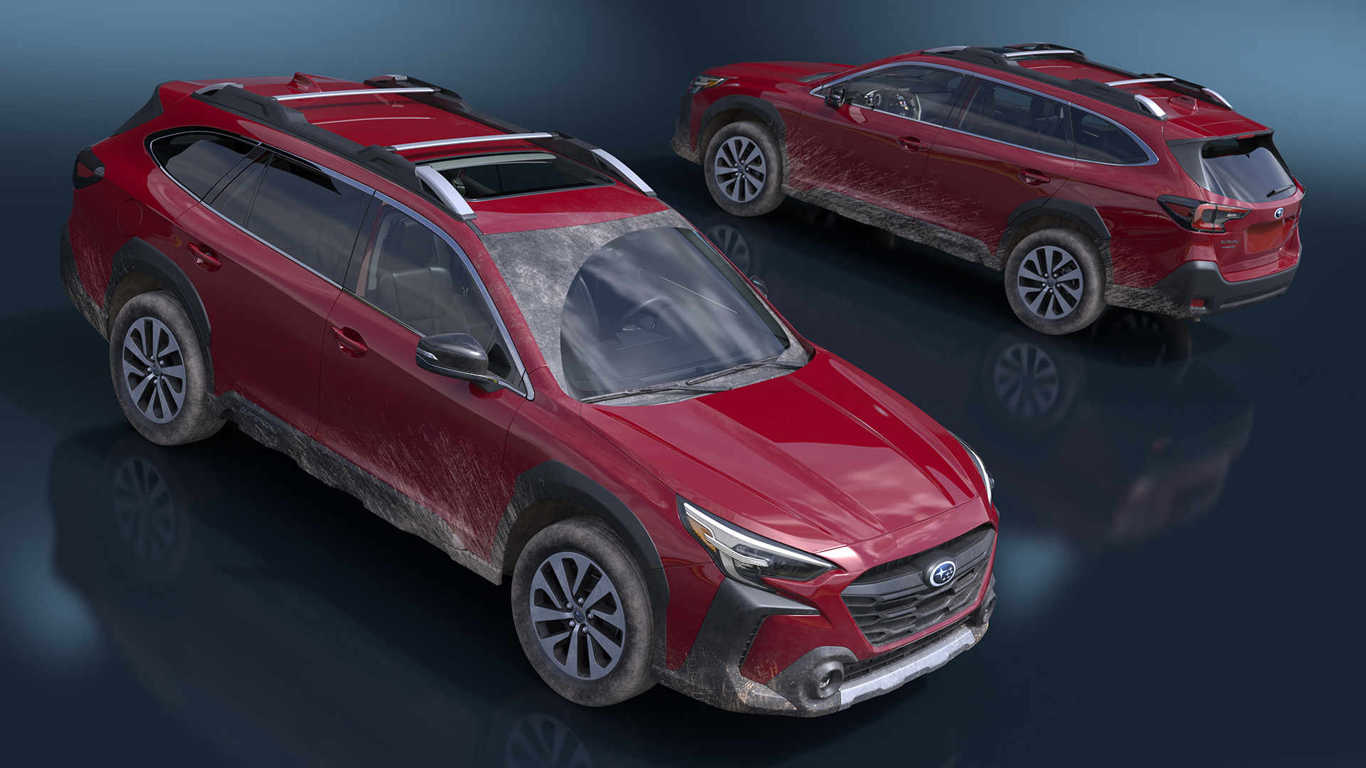 2025 Subaru Outback Crimson Red Dirty 3D