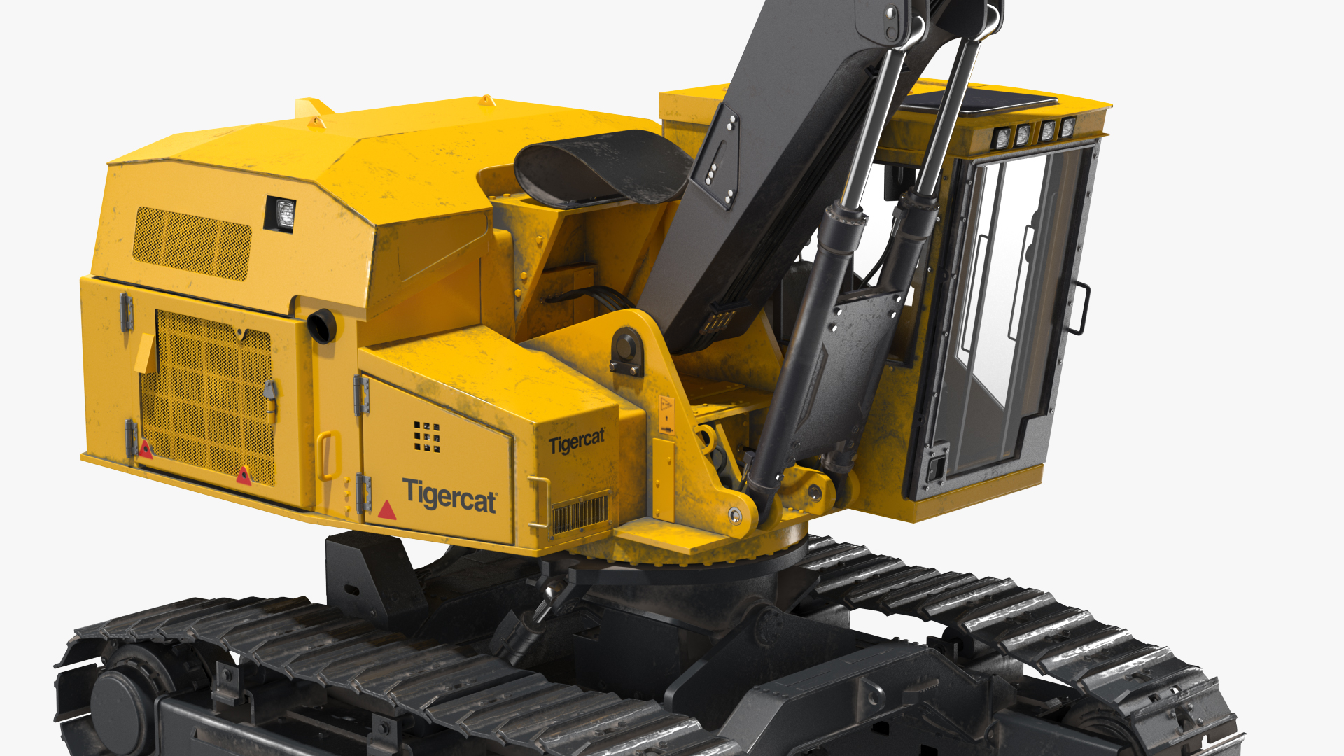 Tigercat 855D Tracked Feller Buncher Dirty Rigged 3D model