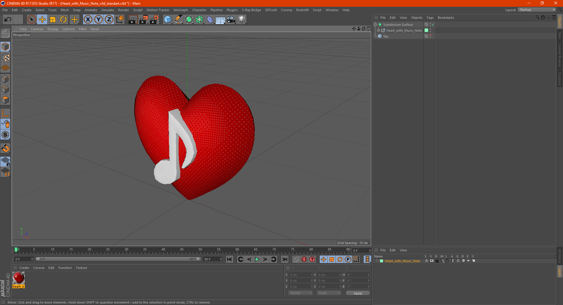 3D Heart with Music Note