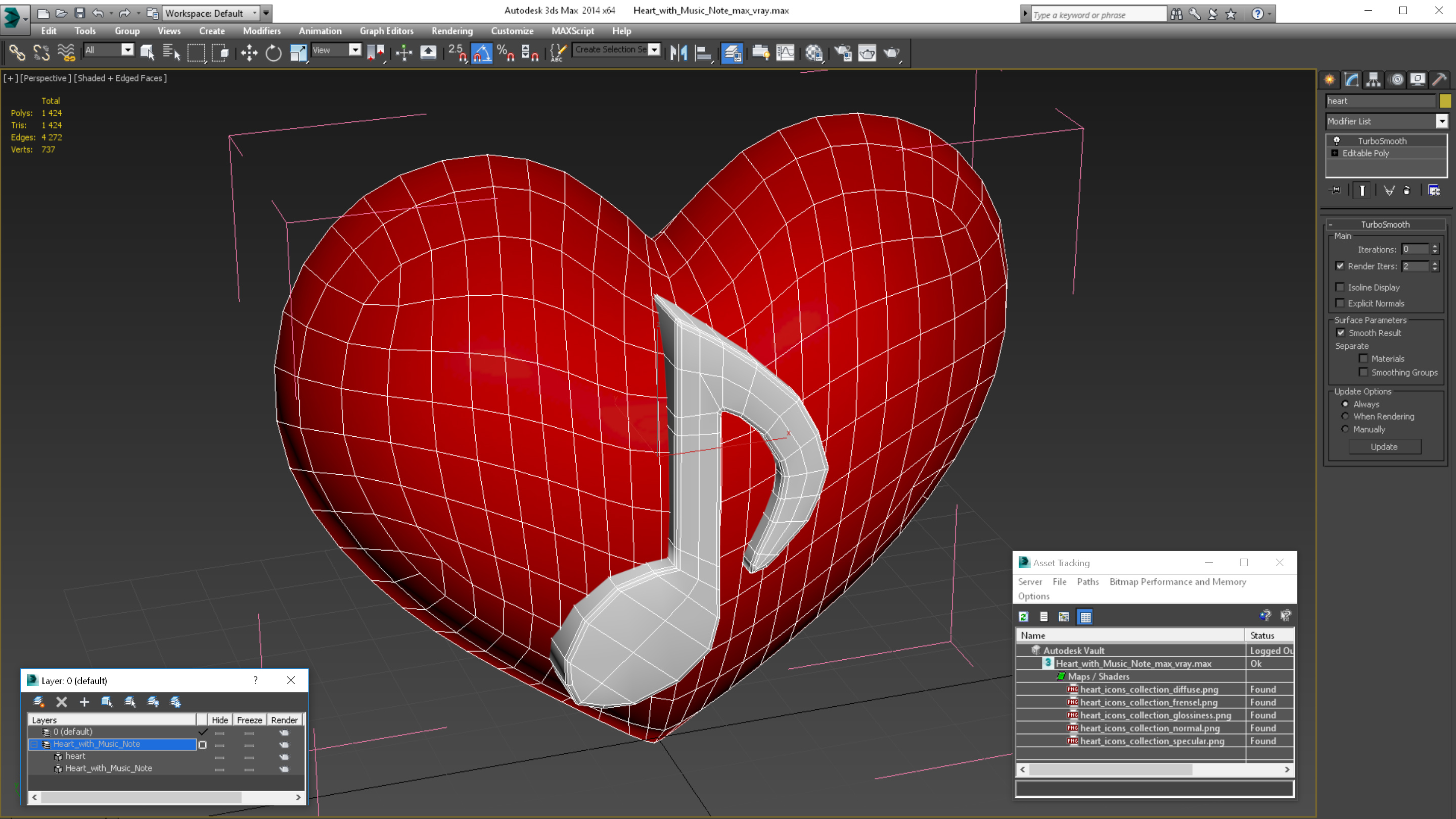 3D Heart with Music Note