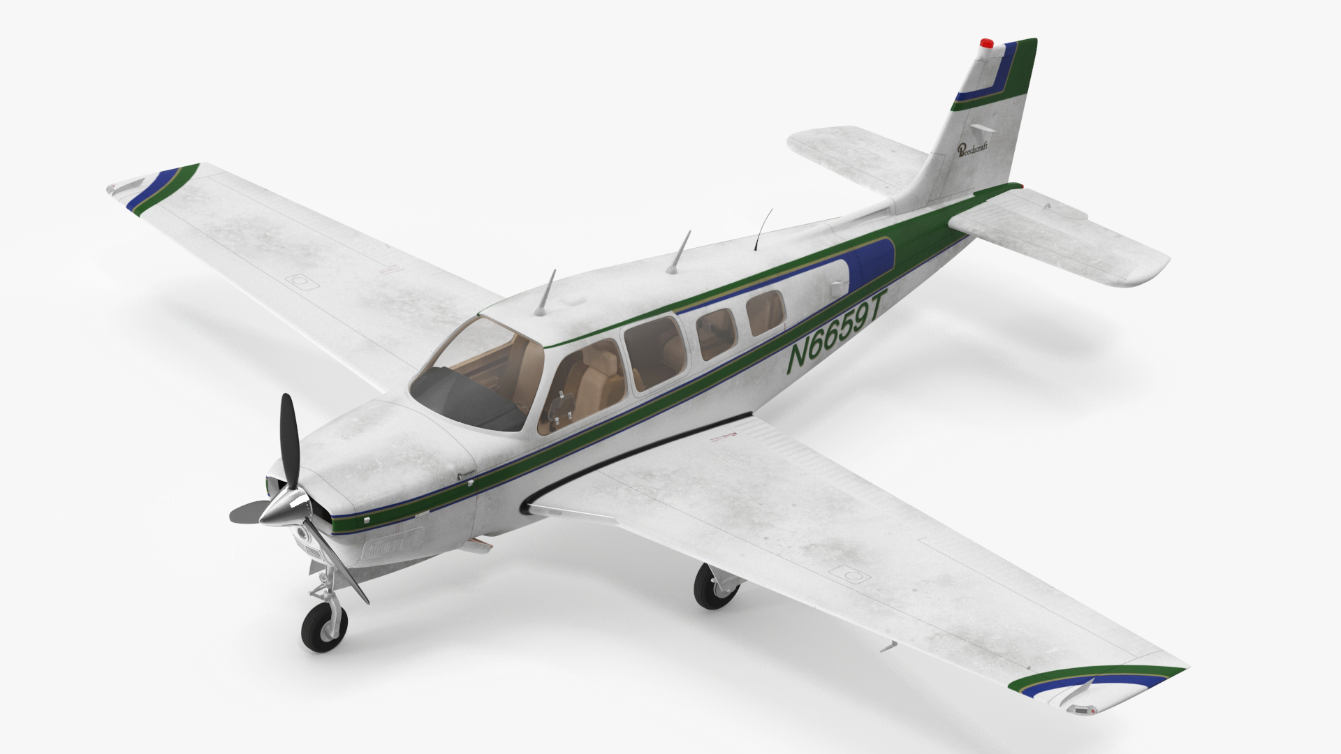 Light Aircraft Beechcraft Bonanza Rigged for Cinema 4D 3D model