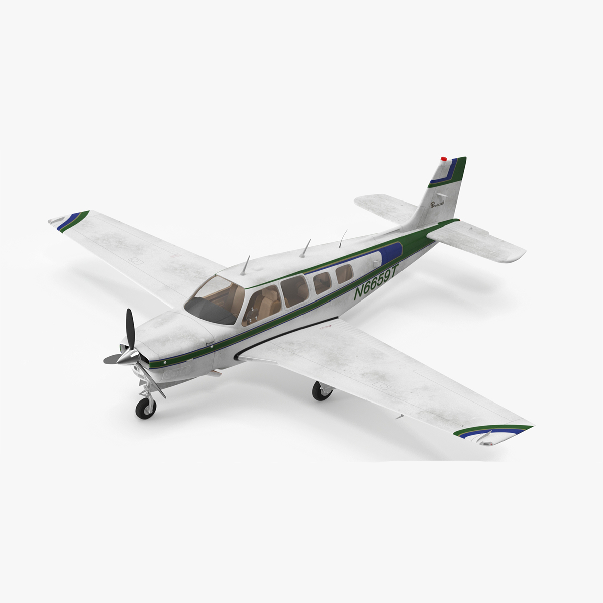 Light Aircraft Beechcraft Bonanza Rigged for Cinema 4D 3D model