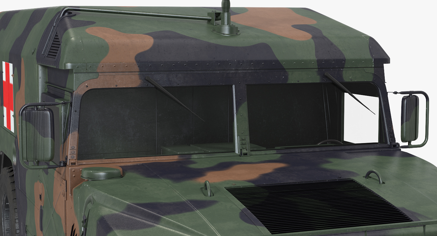 3D model Mini Ambulance Military Car HMMWV m996 Rigged Camo