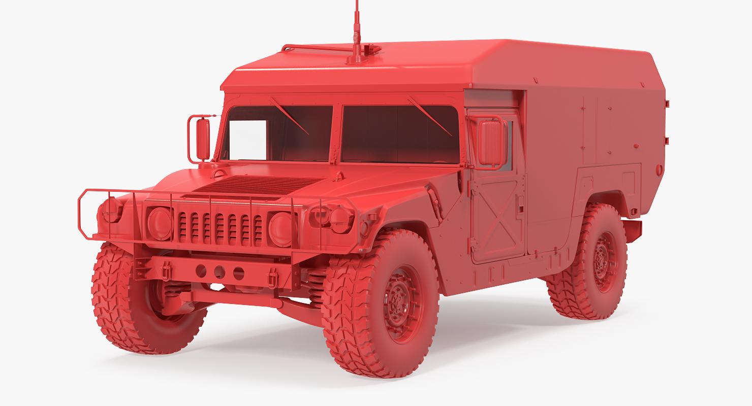 3D model Mini Ambulance Military Car HMMWV m996 Rigged Camo