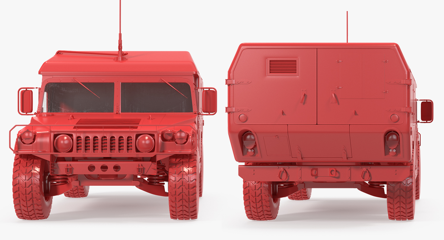 3D model Mini Ambulance Military Car HMMWV m996 Rigged Camo