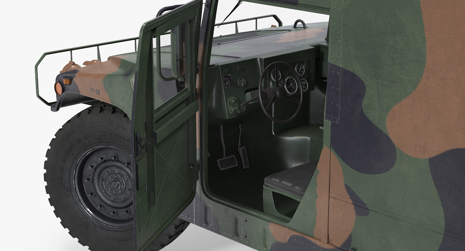 3D model Mini Ambulance Military Car HMMWV m996 Rigged Camo