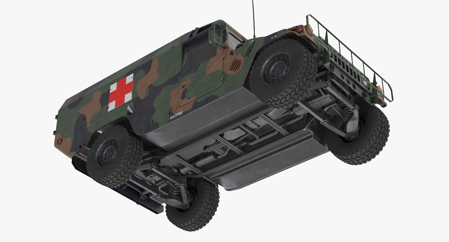 3D model Mini Ambulance Military Car HMMWV m996 Rigged Camo