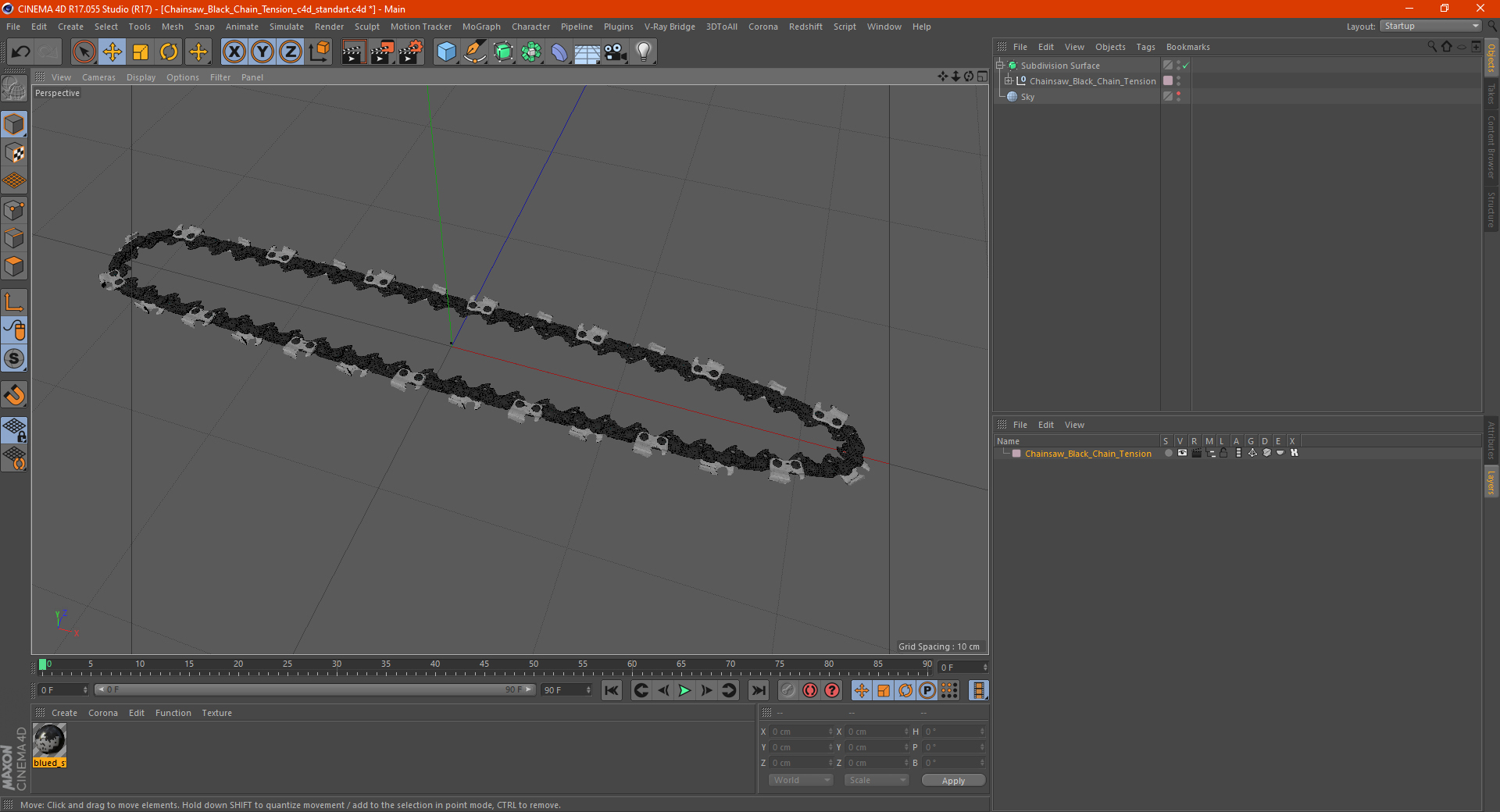 3D Chainsaw Black Chain Tension model