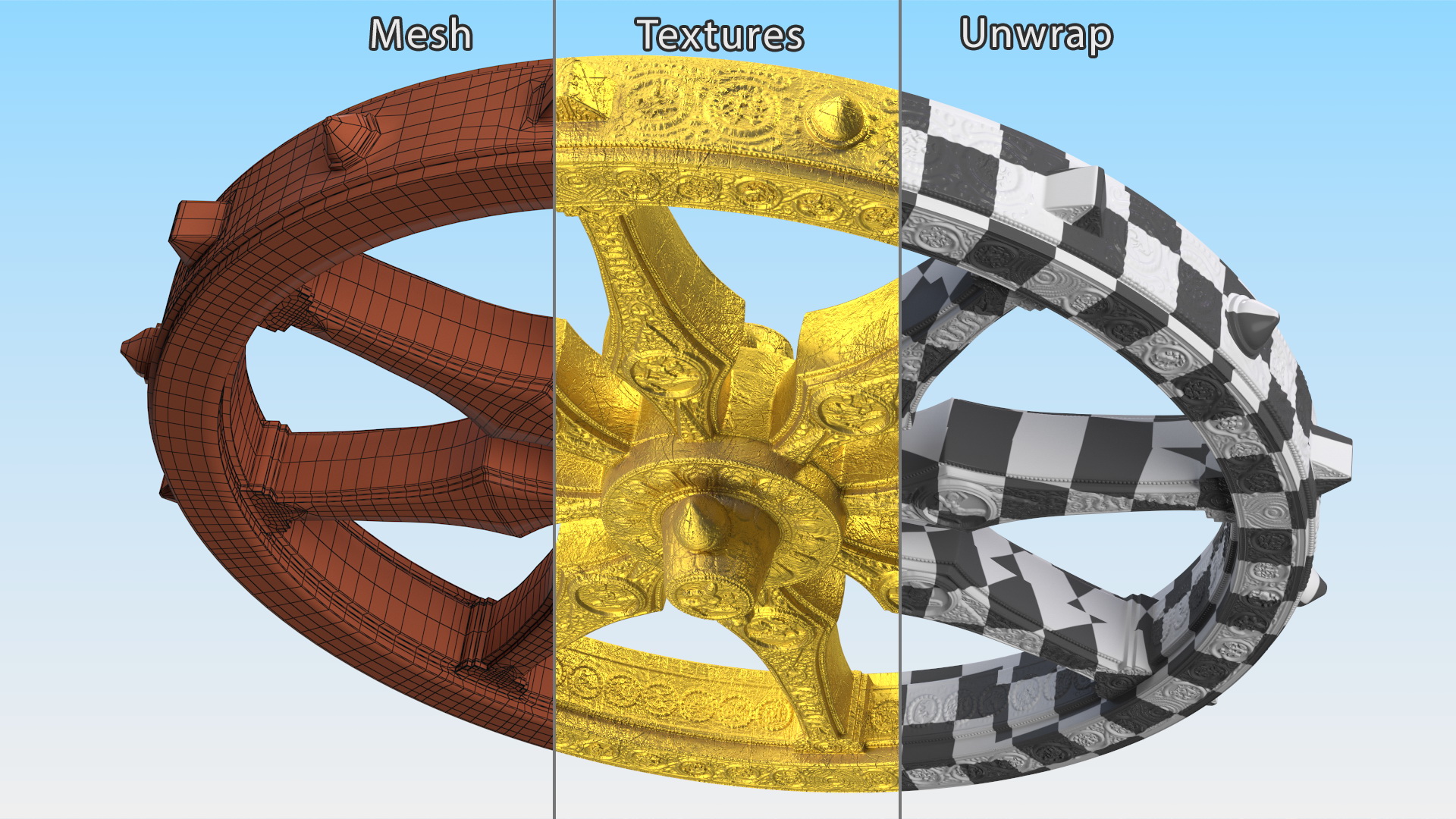 Golden Dharmachakra 3D model