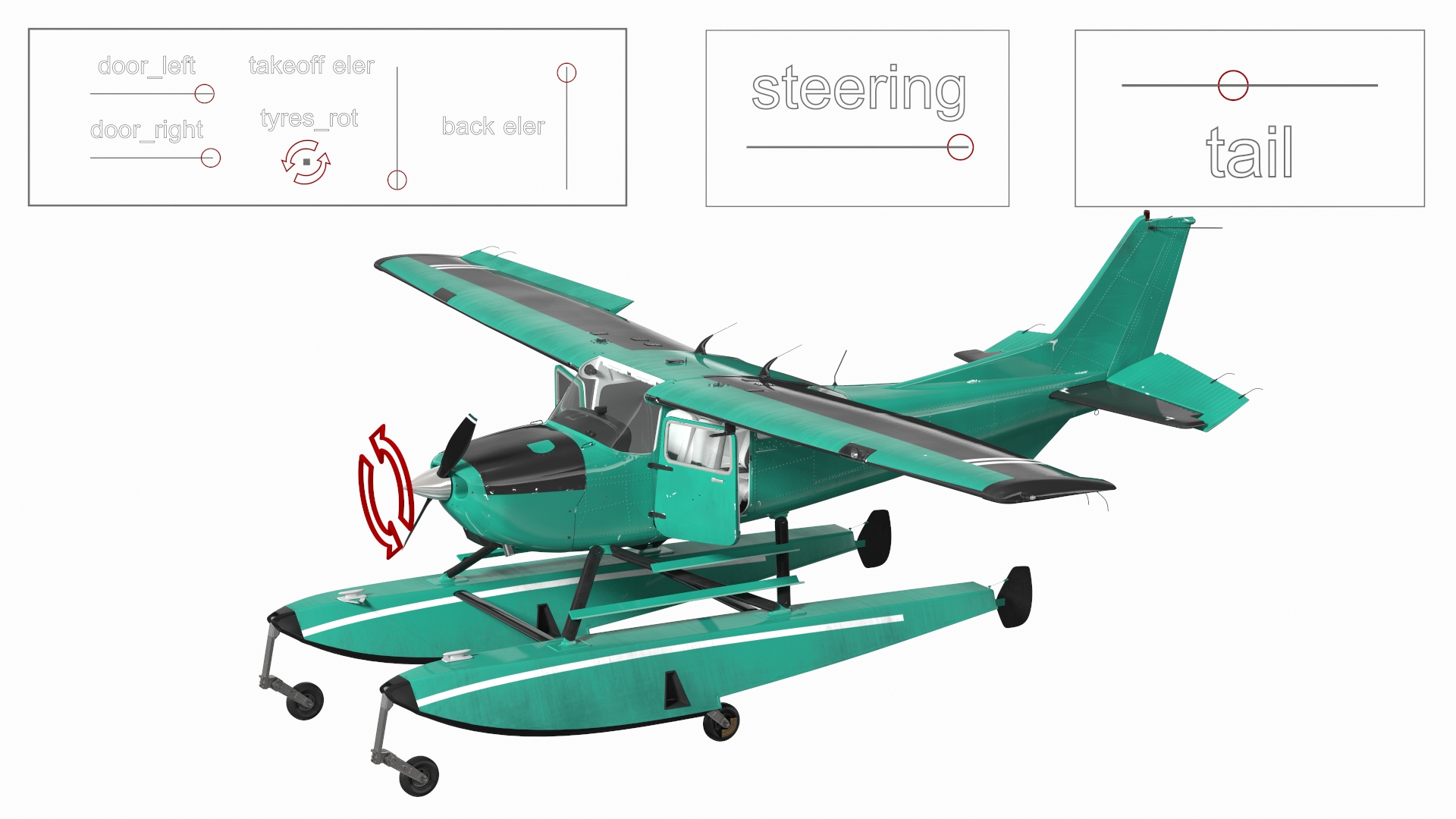 3D model Four Seat Seaplane Rigged