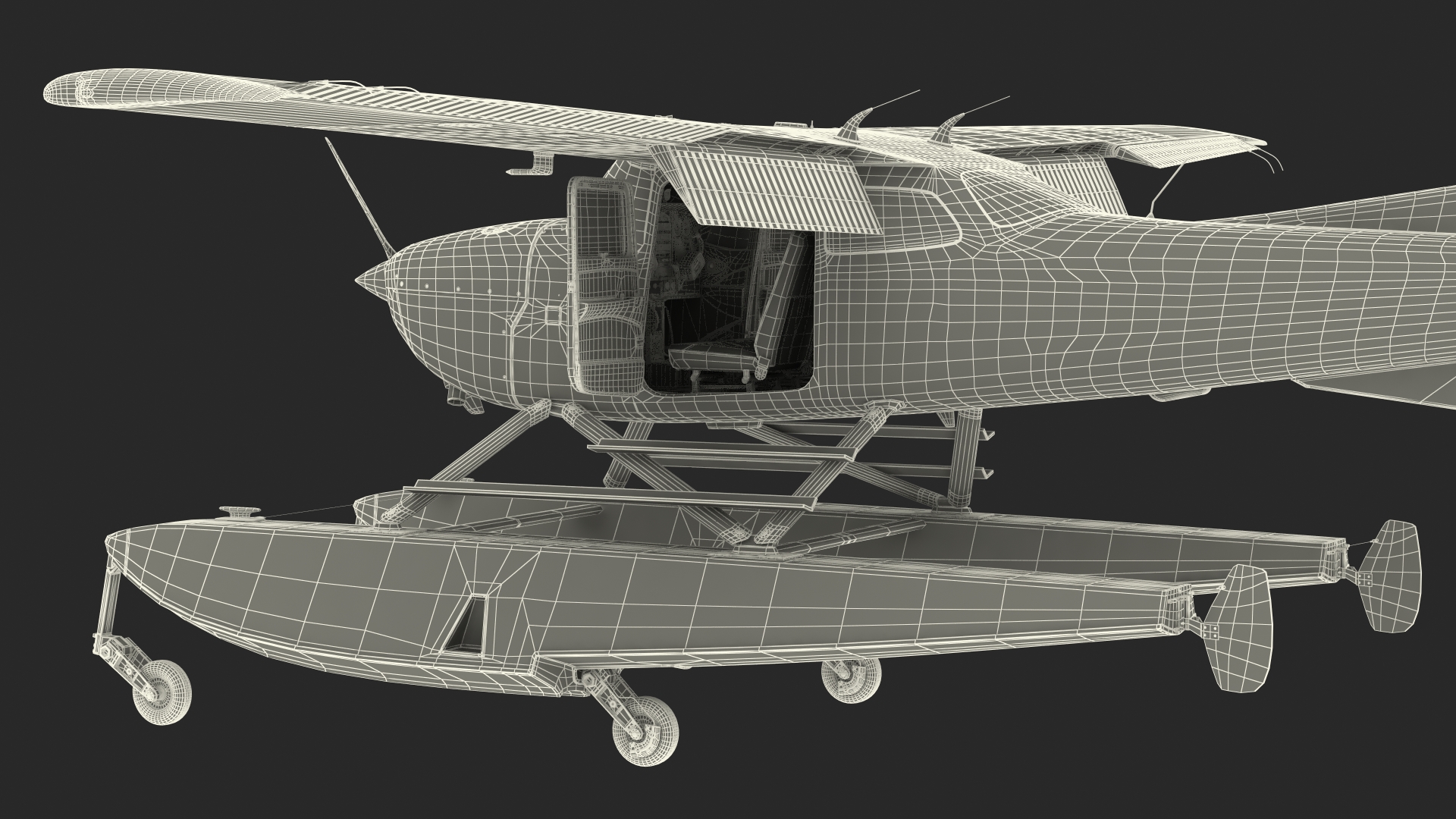 3D model Four Seat Seaplane Rigged