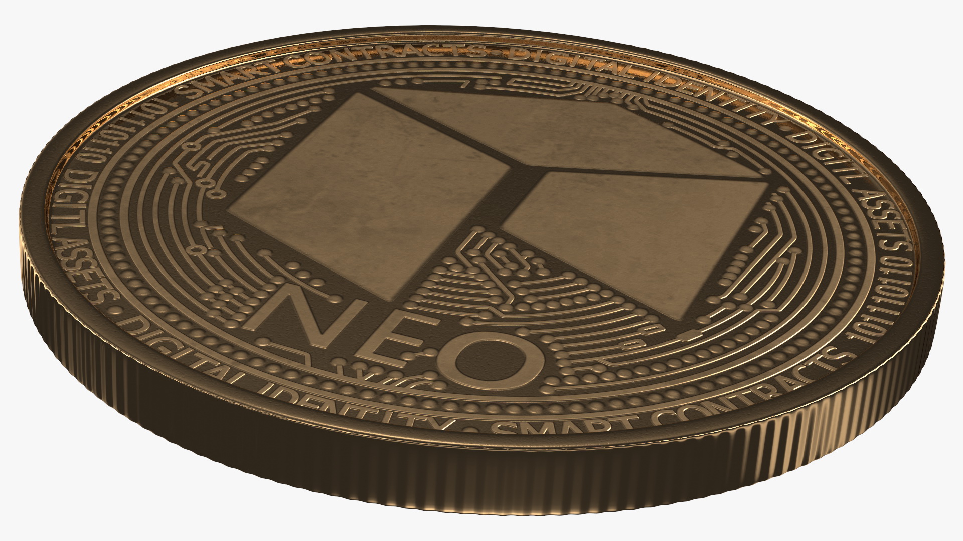 3D NEO Cryptocurrency Coin Gold model