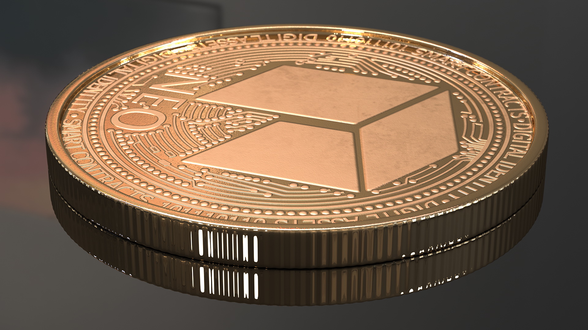 3D NEO Cryptocurrency Coin Gold model