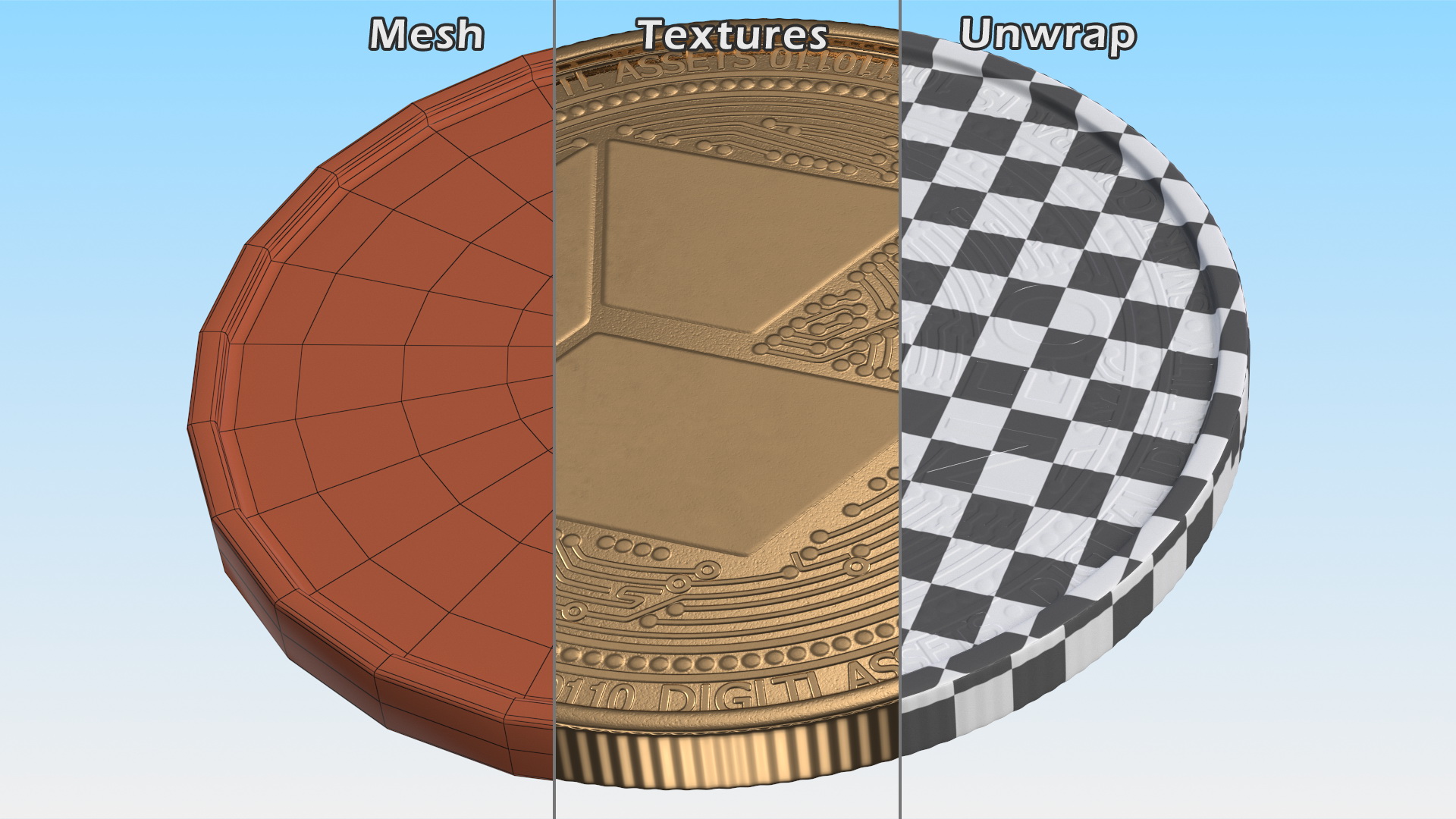 3D NEO Cryptocurrency Coin Gold model