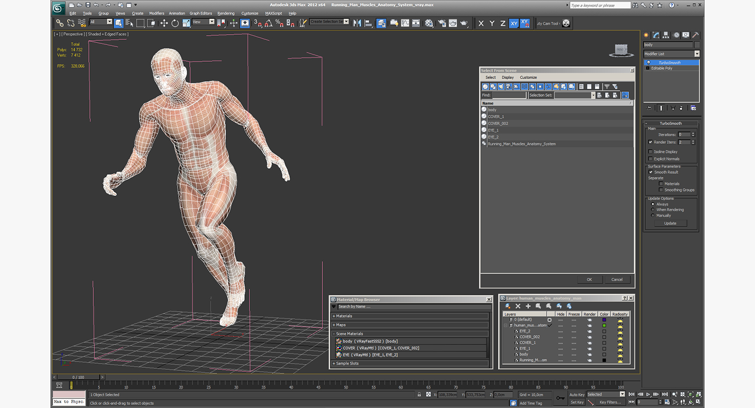 Running Man Muscles Anatomy System 3D model