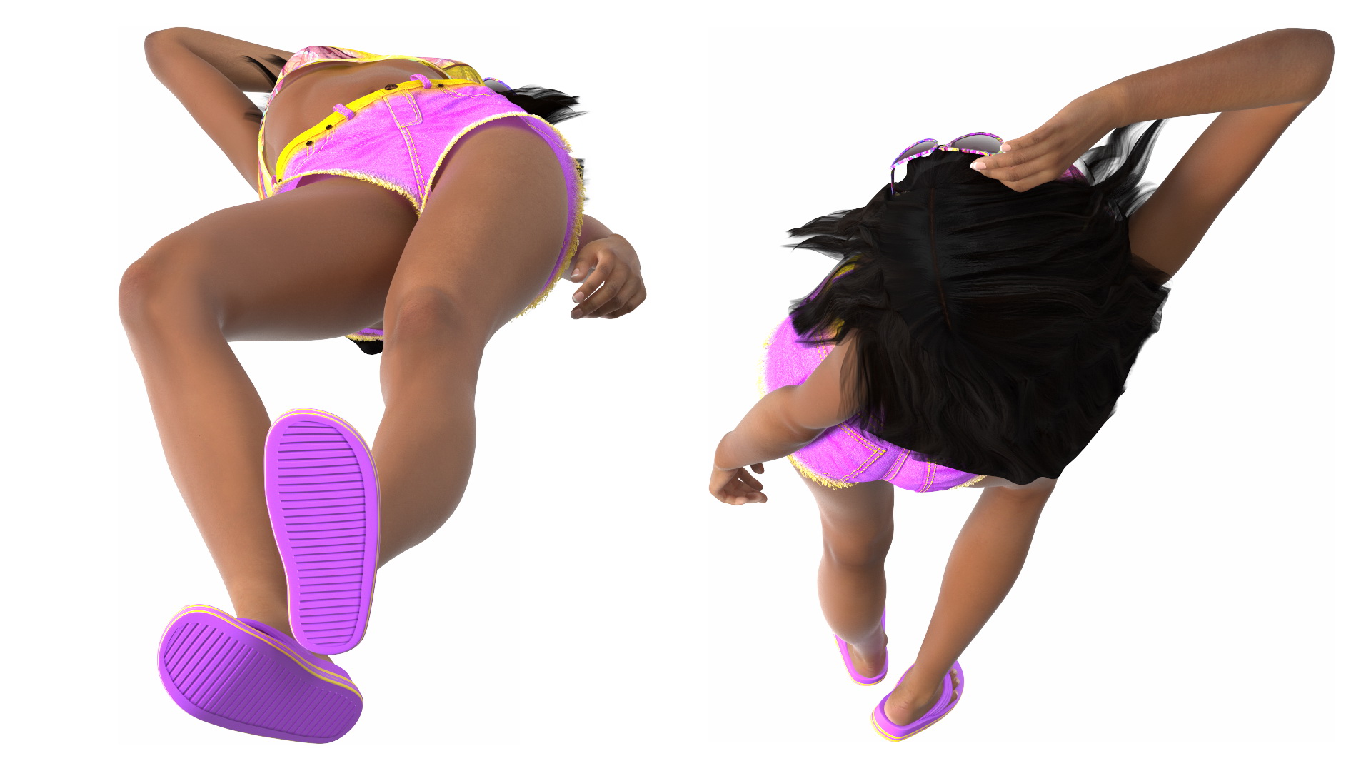 African American Light Skin Teenage Girl Beach Style 3D