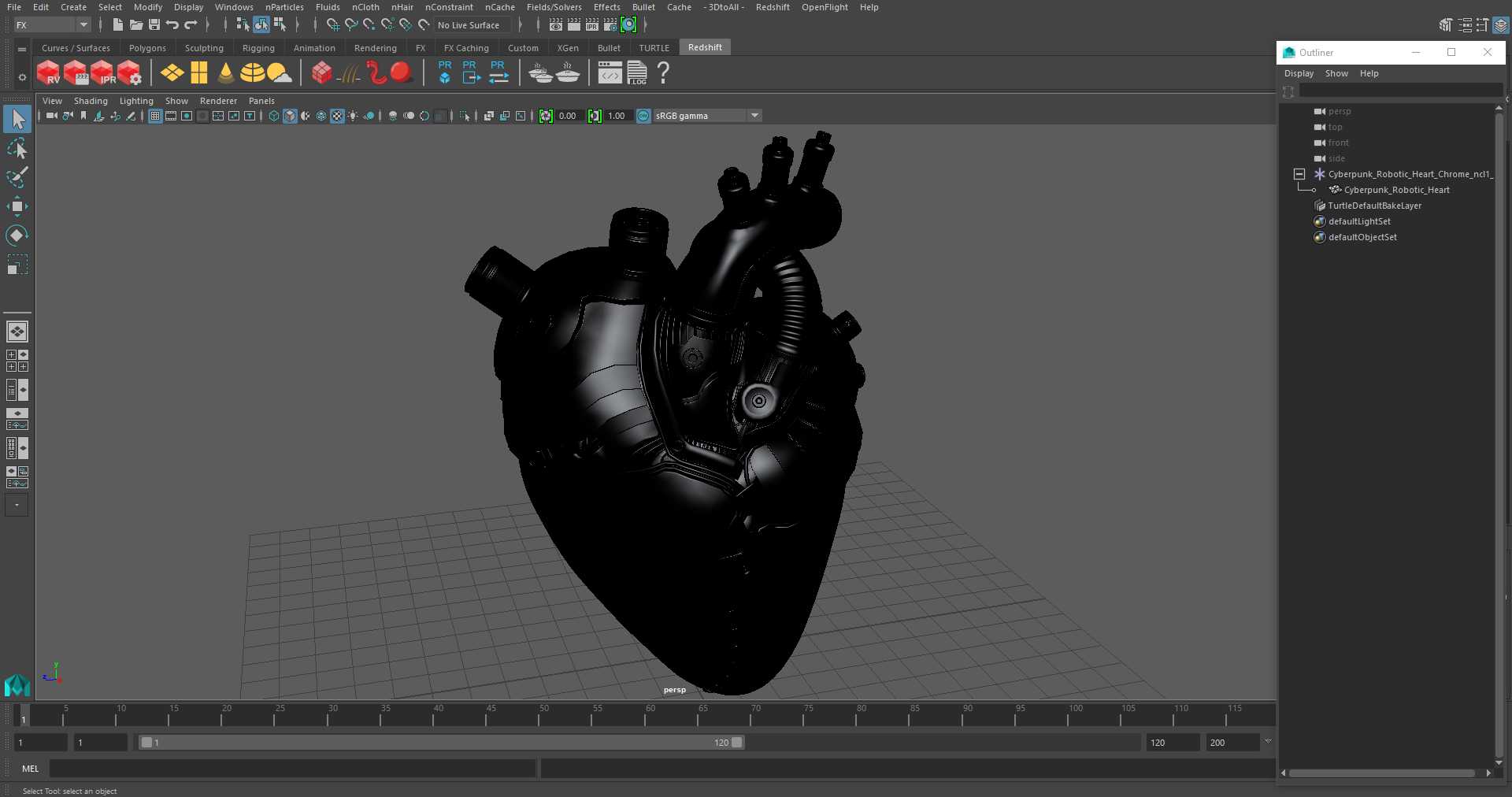 3D model Cyberpunk Robotic Heart Chrome