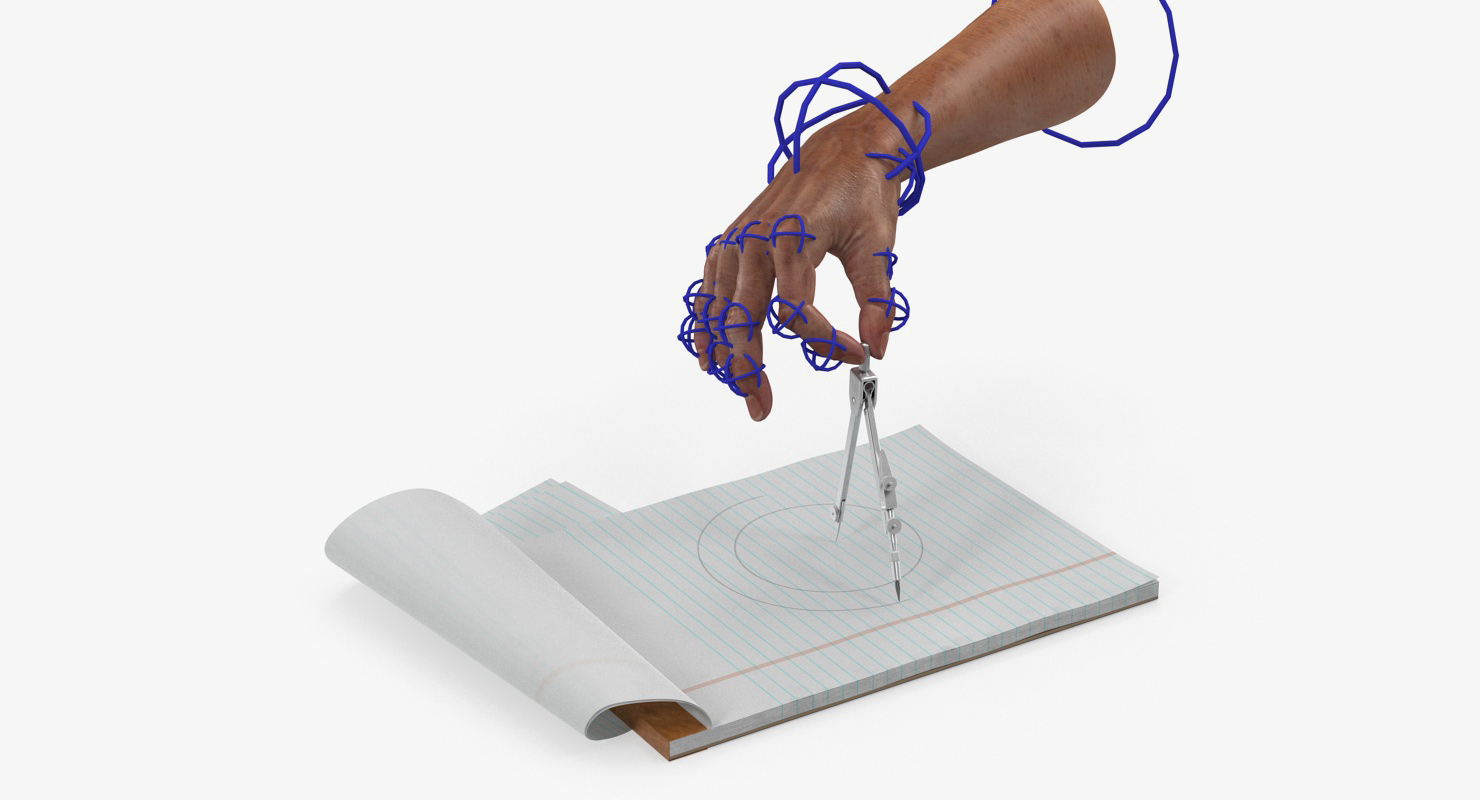 Compass Circle Drawing Hand Rigged 3D model