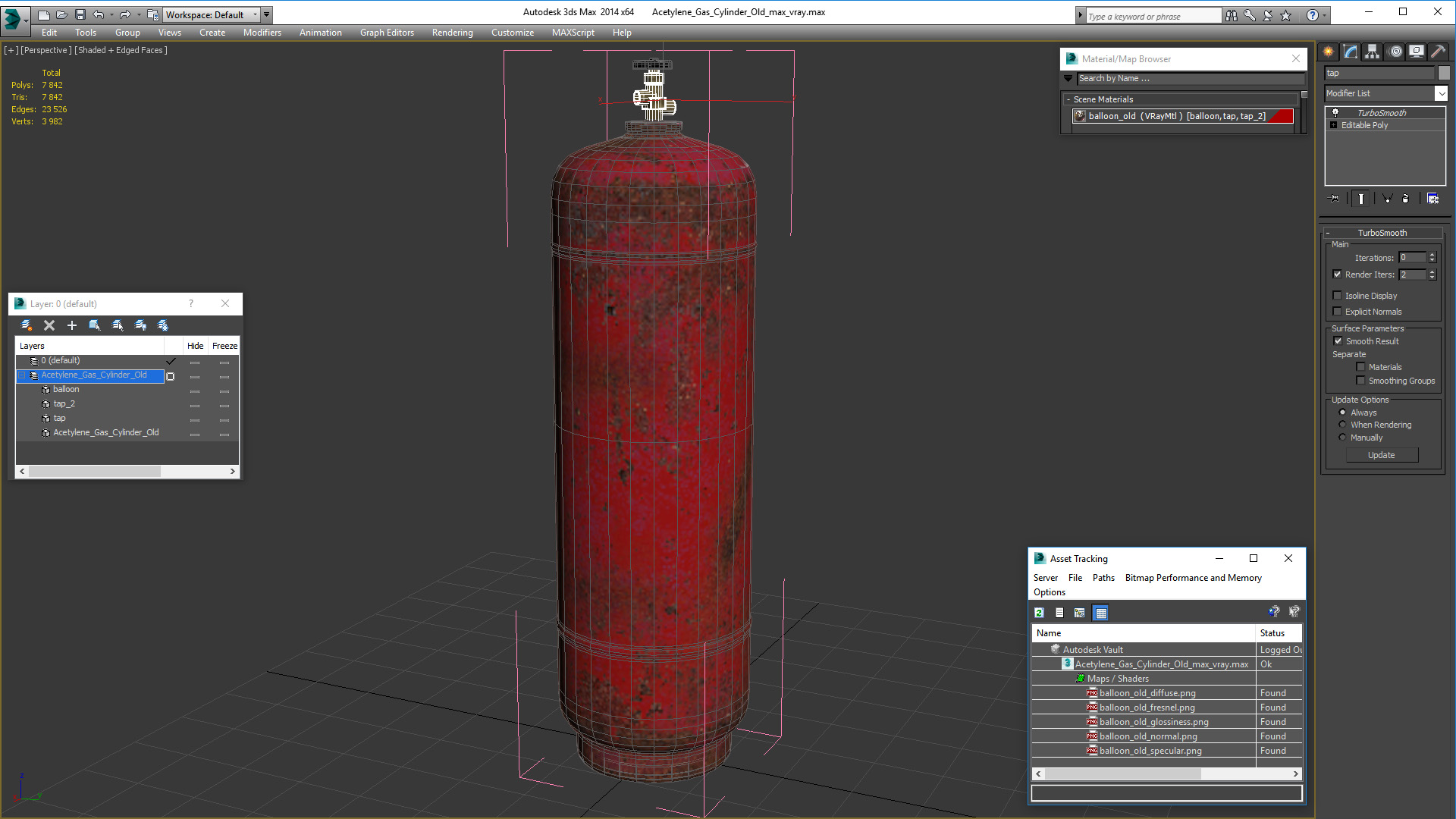 3D Acetylene Gas Cylinder Old