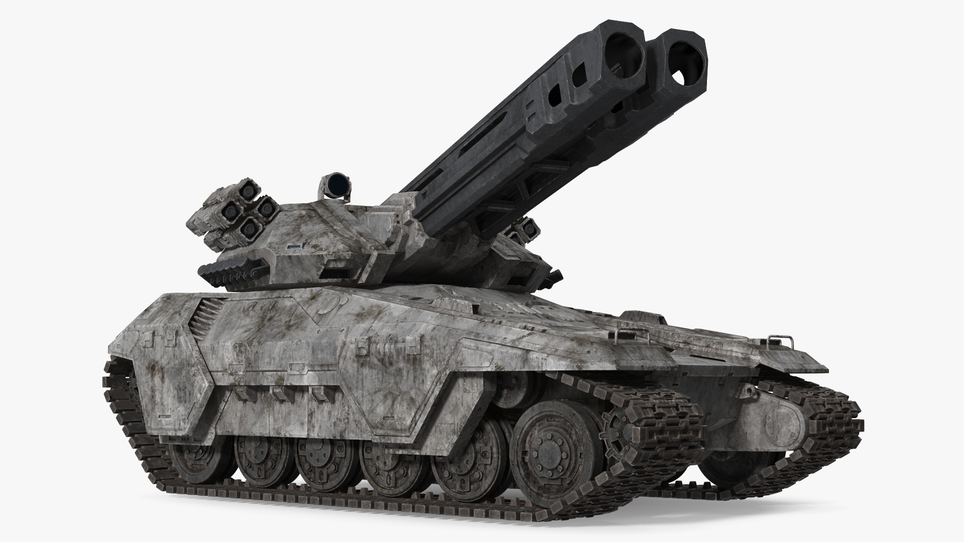 3D model Futuristic Battle Tank with Damage Rigged for Maya