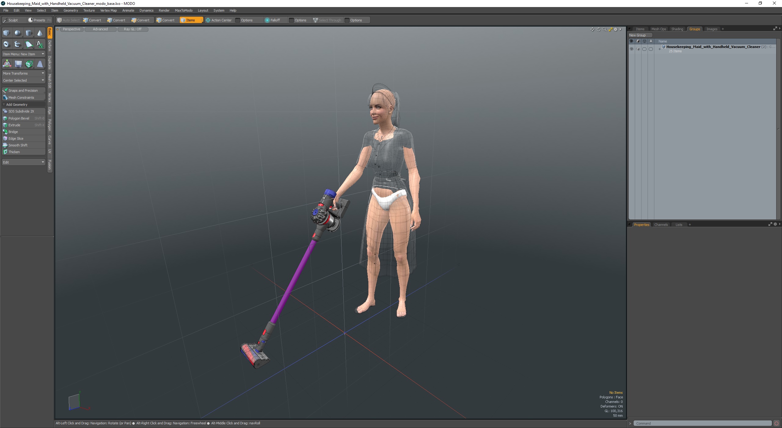 3D Housekeeping Maid with Handheld Vacuum Cleaner