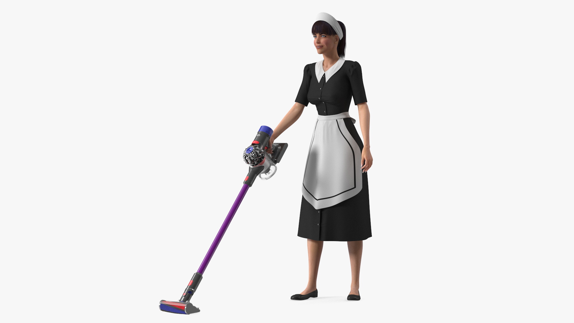 3D Housekeeping Maid with Handheld Vacuum Cleaner