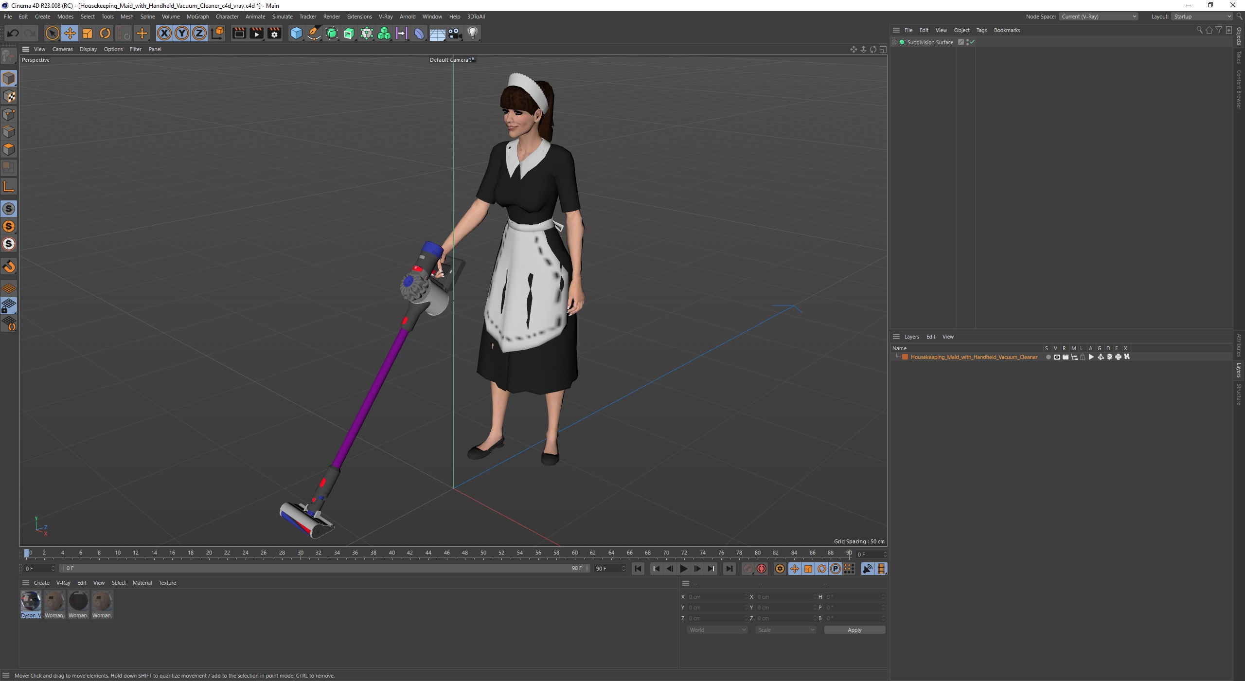 3D Housekeeping Maid with Handheld Vacuum Cleaner