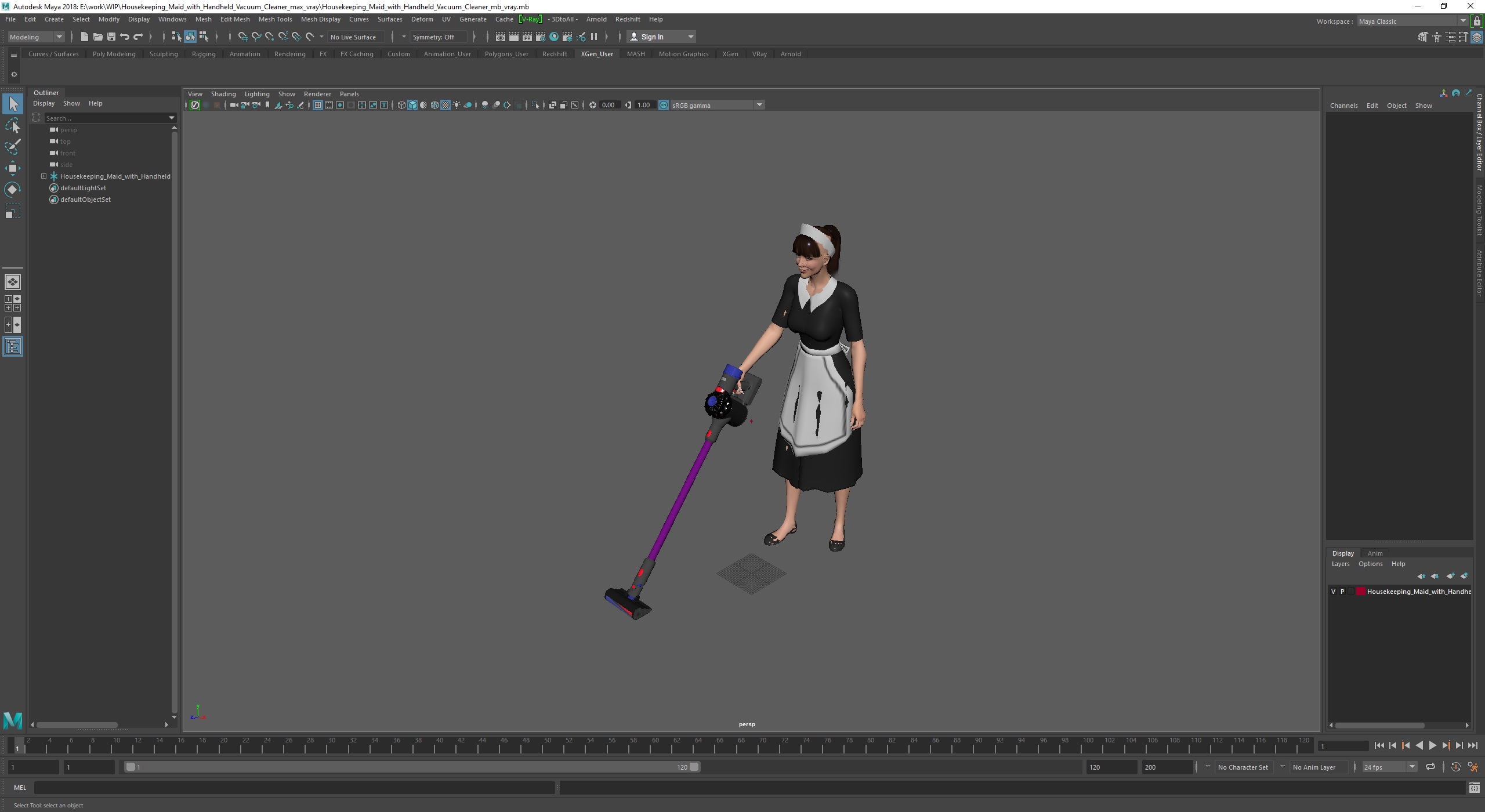 3D Housekeeping Maid with Handheld Vacuum Cleaner