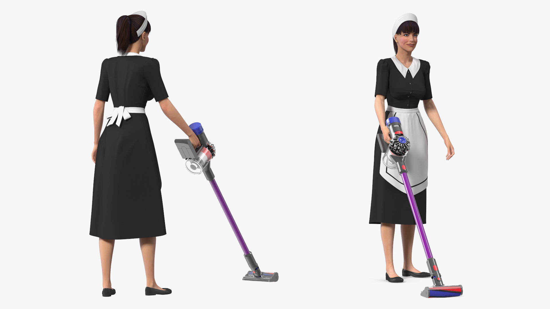 3D Housekeeping Maid with Handheld Vacuum Cleaner