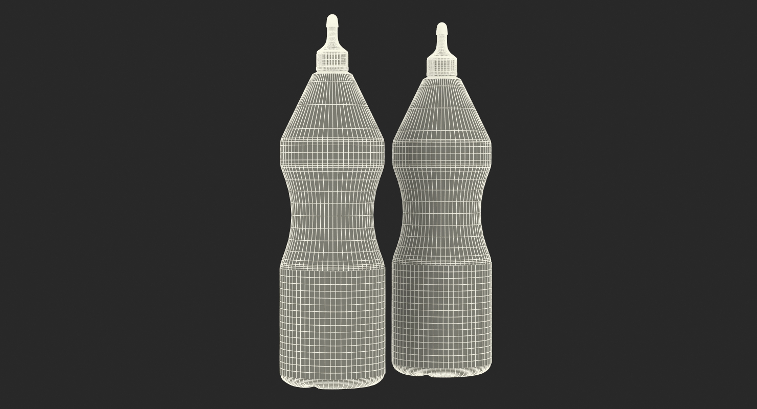 3D model Ketchup and Mustard Plastic Bottles