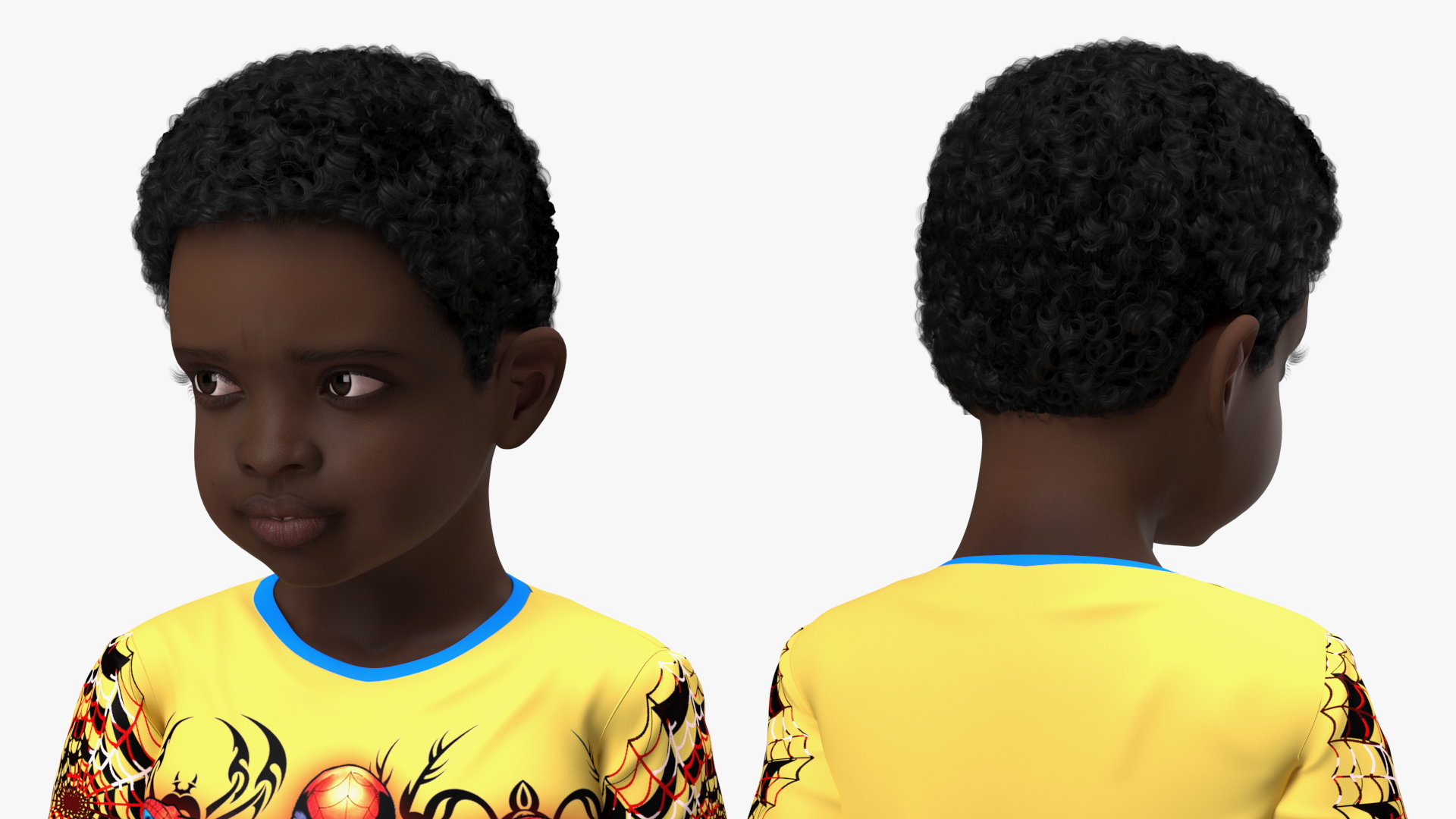 3D Black Child Boy Home Style