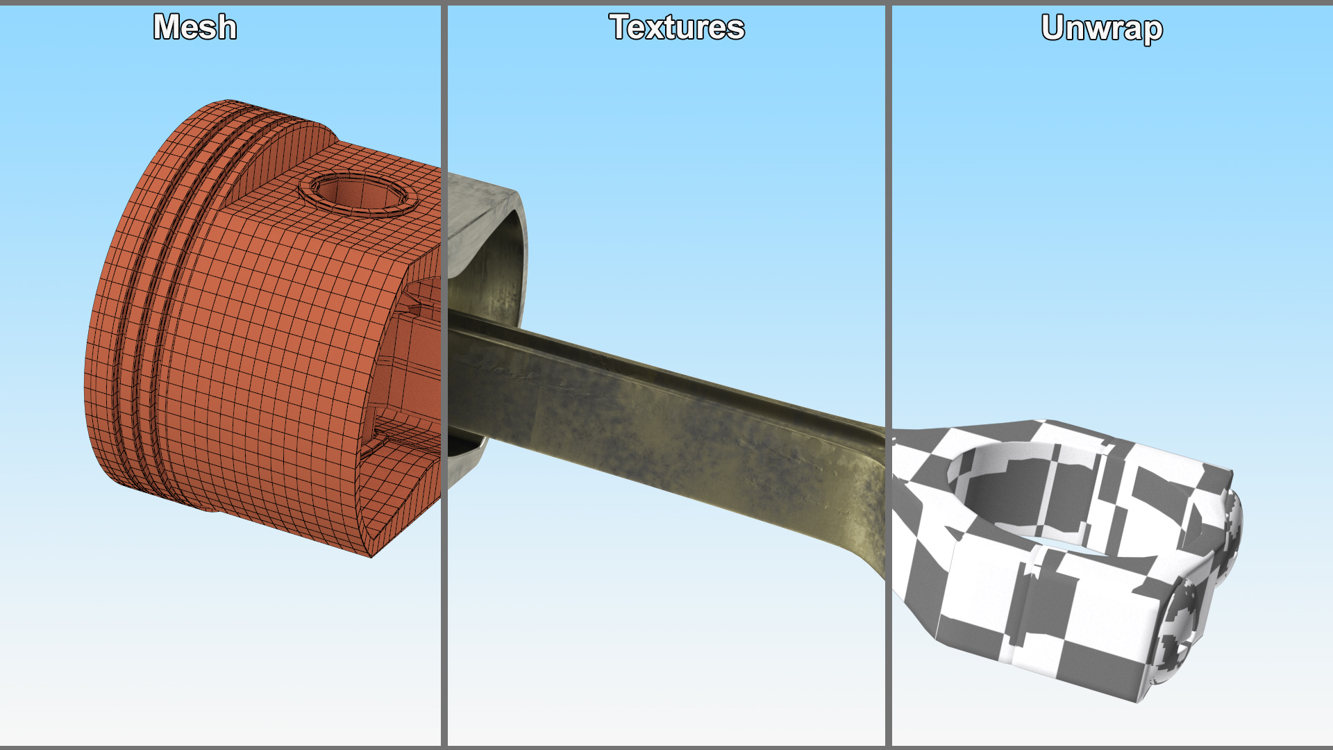 3D model Piston and Connecting Rod