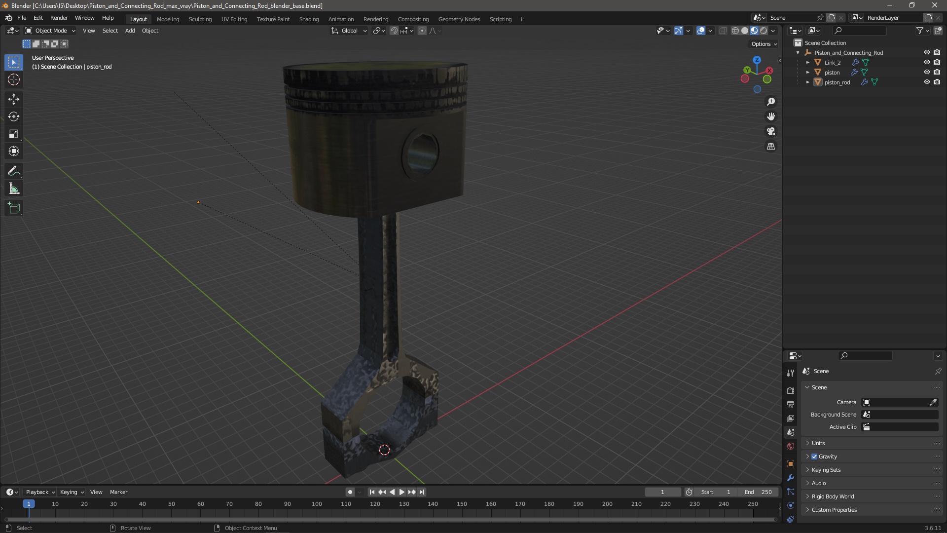 3D model Piston and Connecting Rod