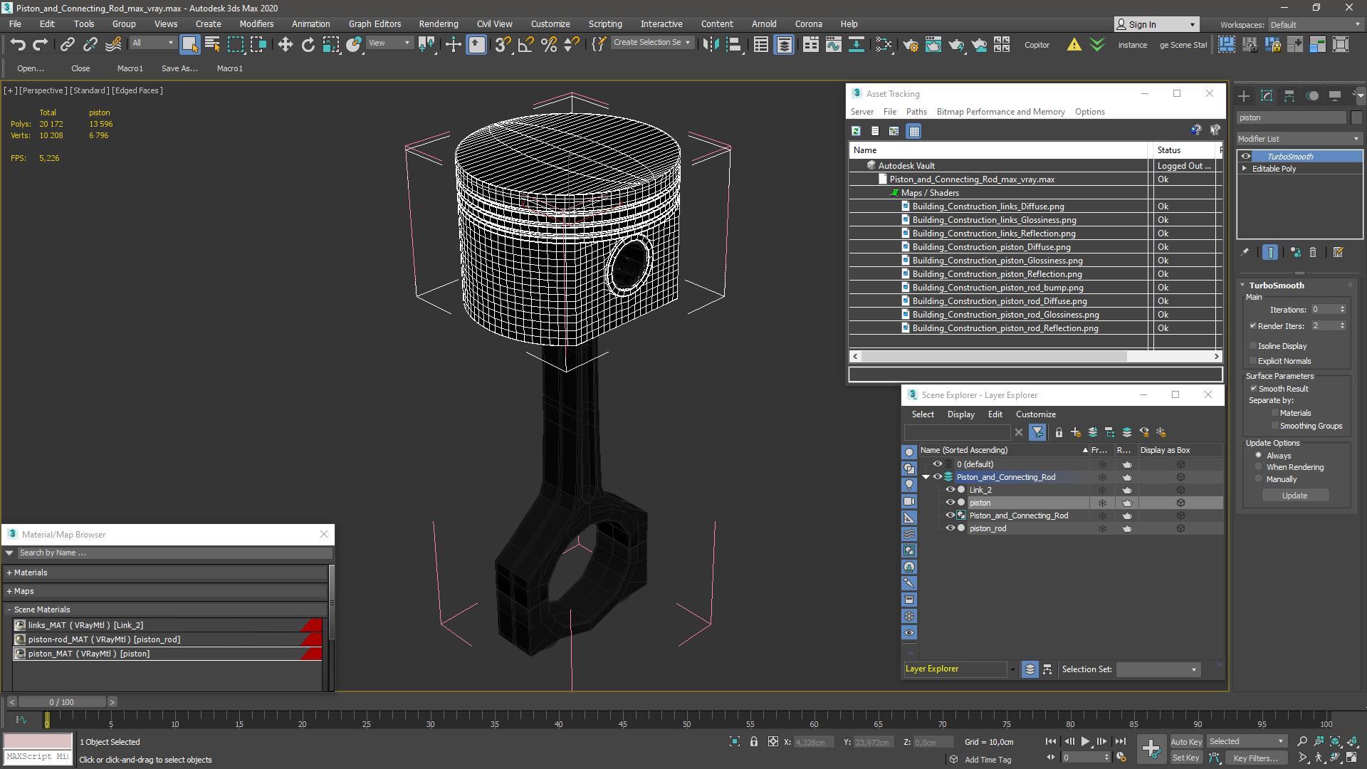 3D model Piston and Connecting Rod