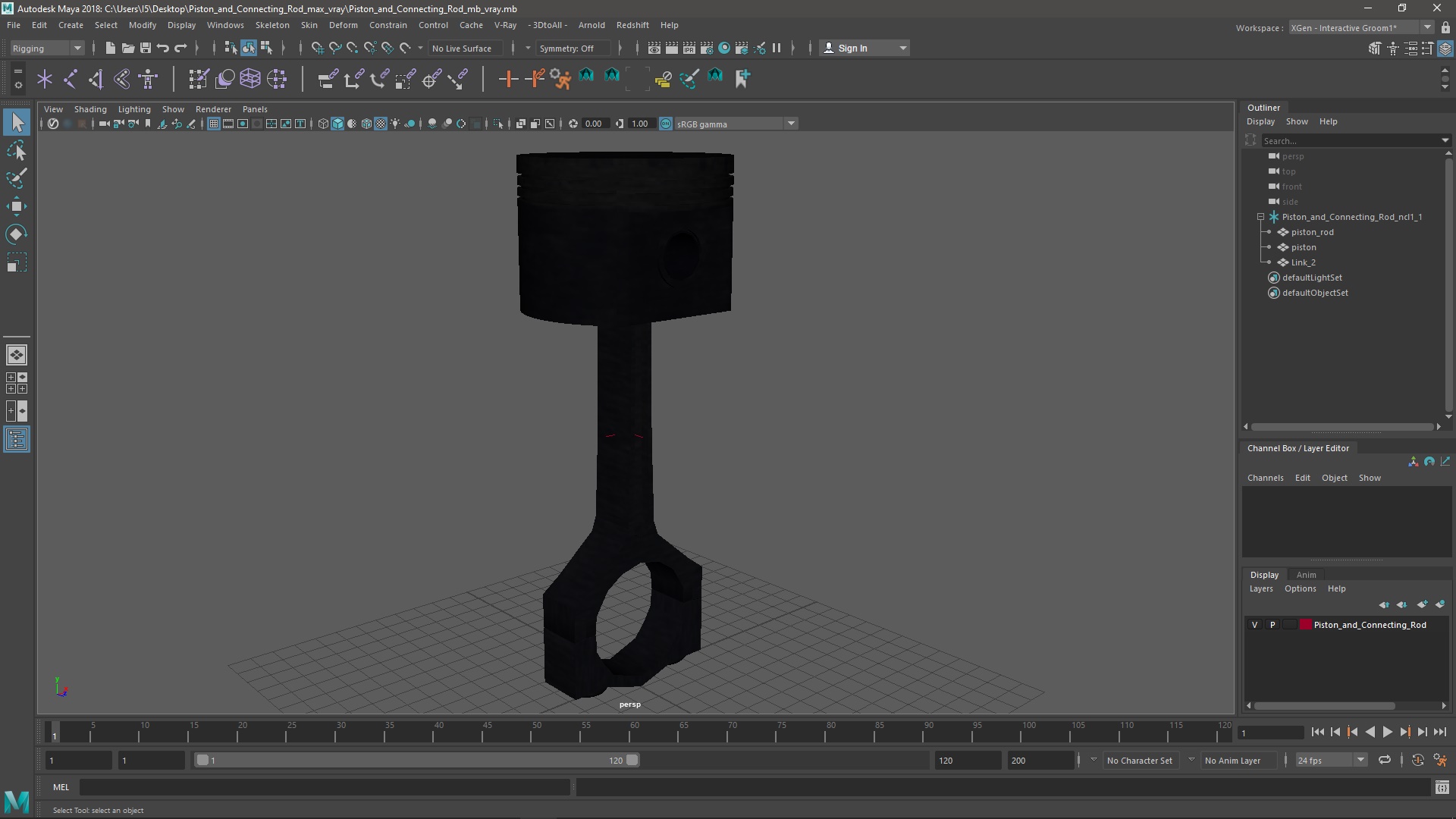 3D model Piston and Connecting Rod