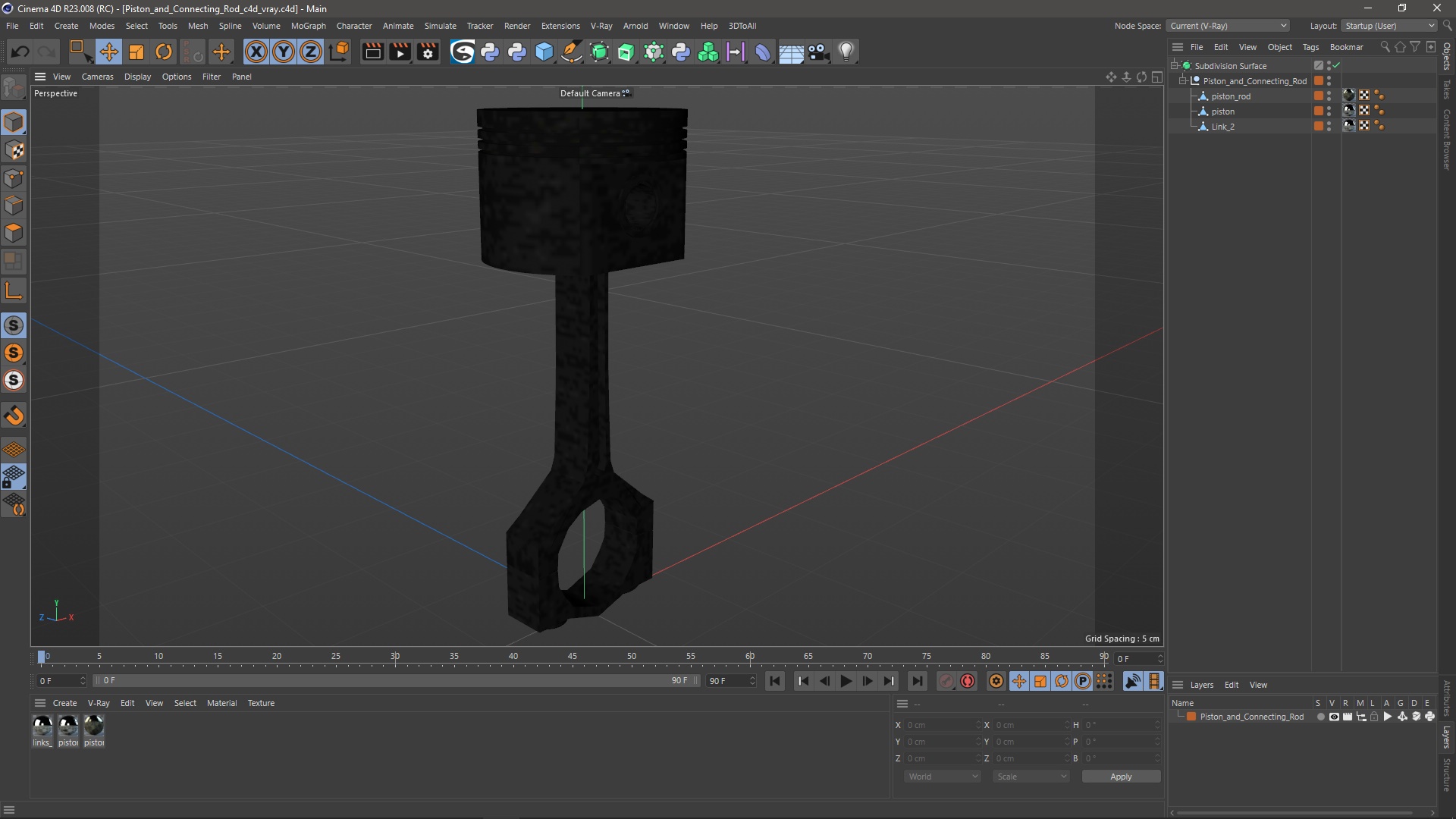 3D model Piston and Connecting Rod