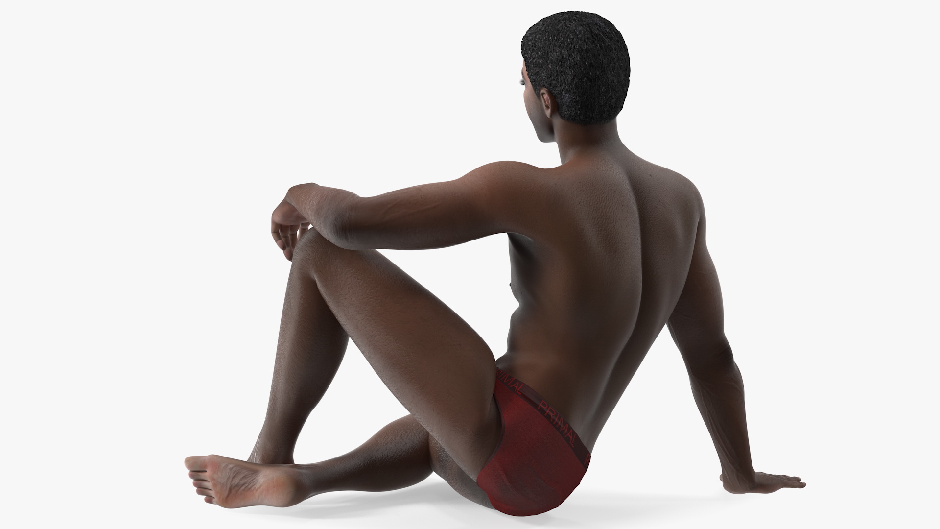 3D African American Man Sitting Pose model