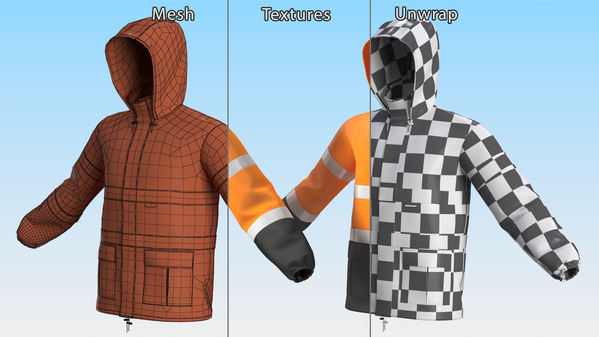 High Visibility Rain Jacket 3D