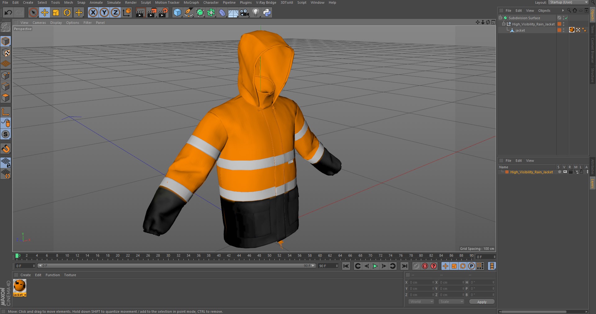 High Visibility Rain Jacket 3D