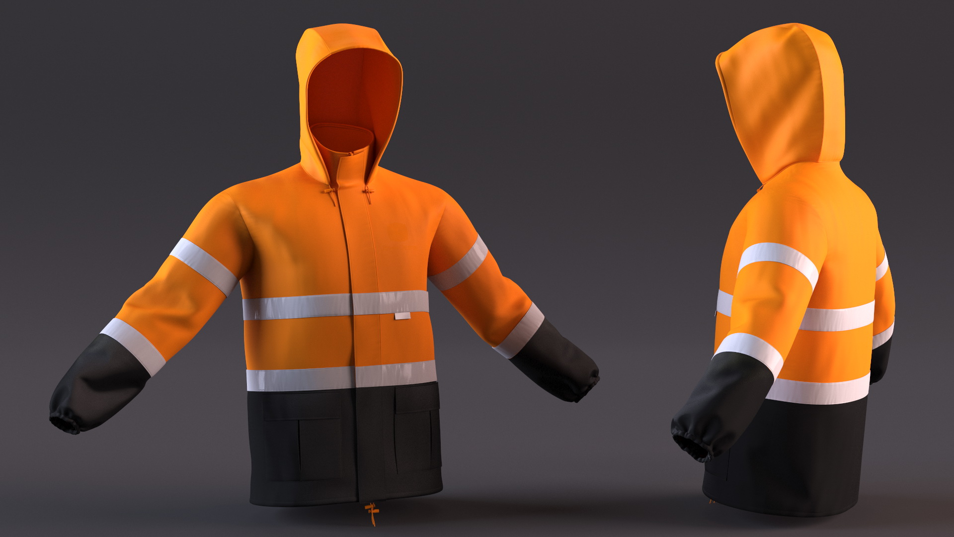 High Visibility Rain Jacket 3D