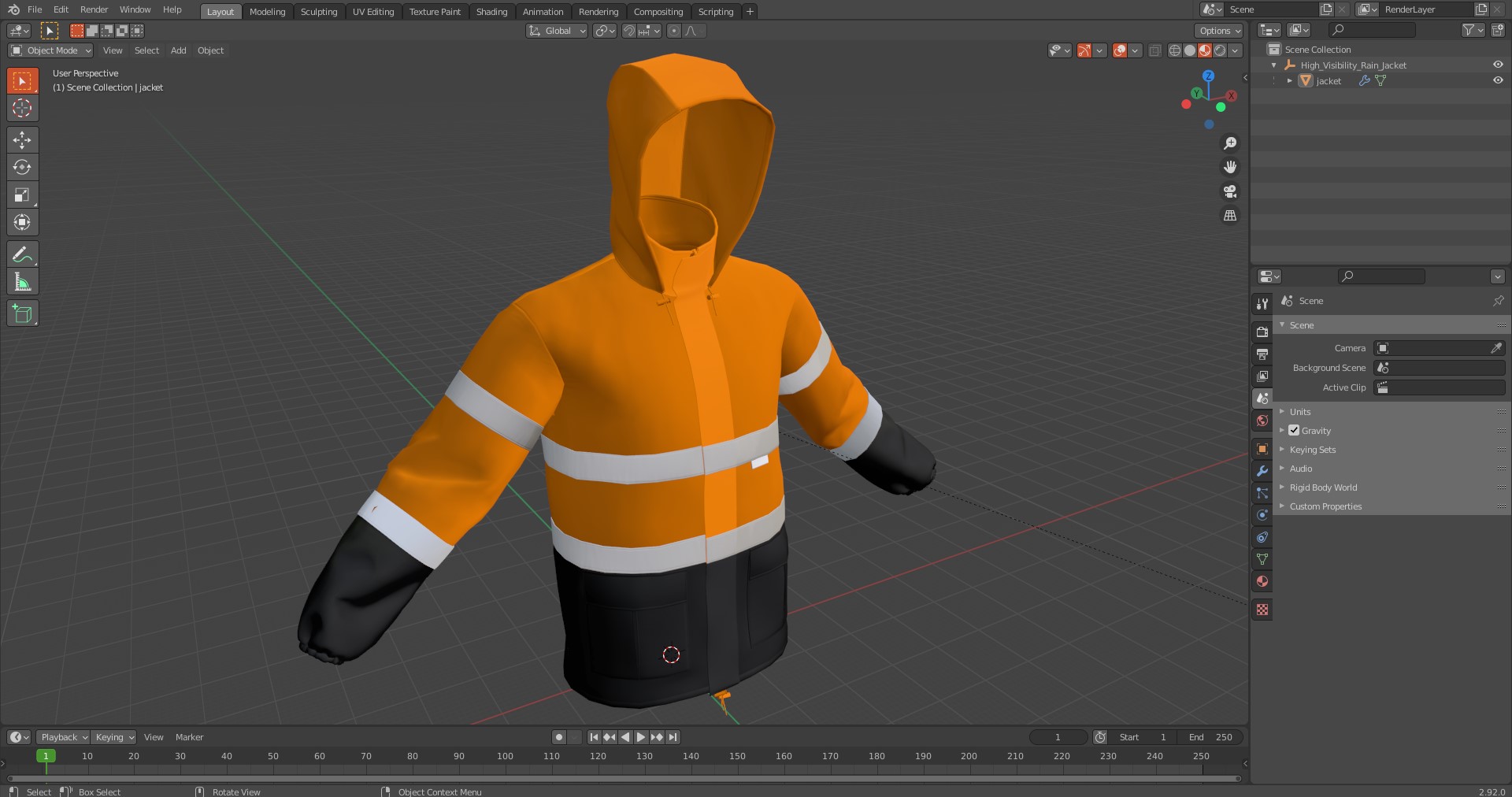 High Visibility Rain Jacket 3D