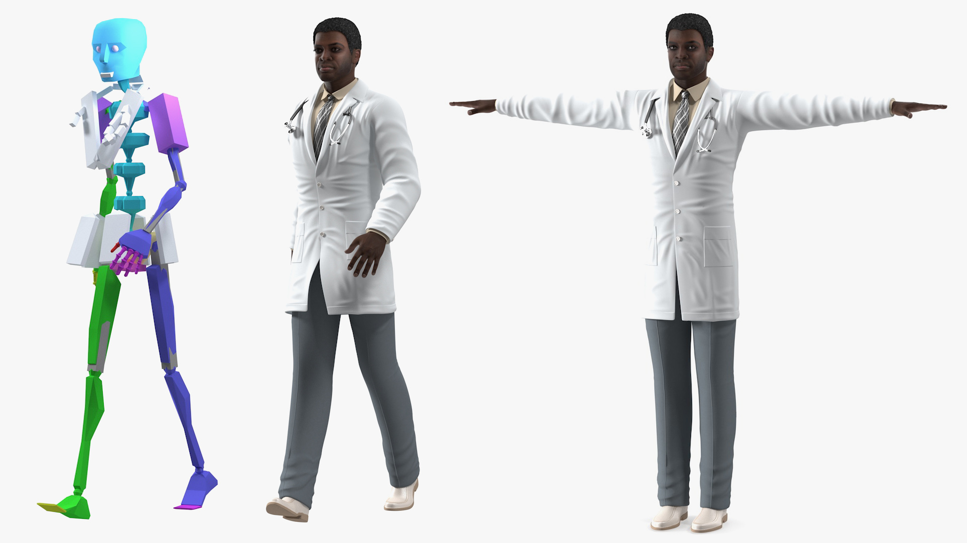 3D model African American Male Doctor Rigged