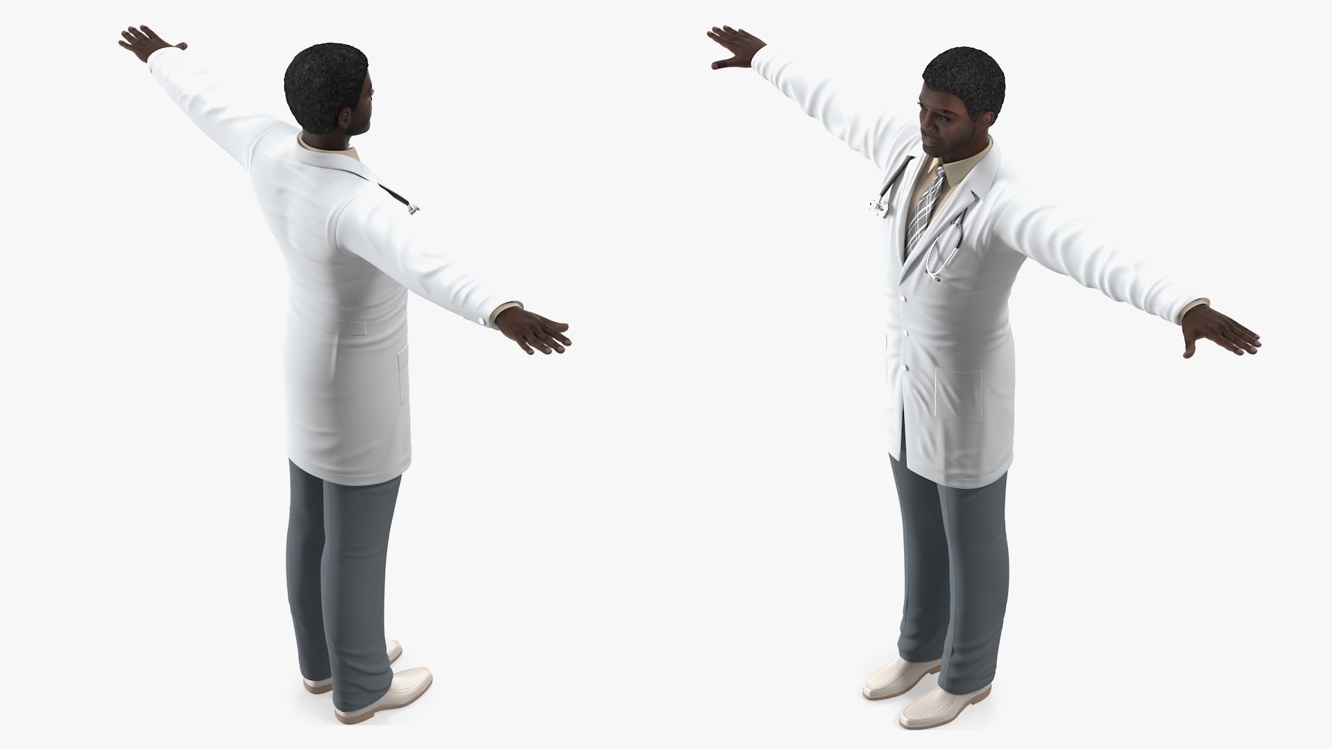 3D model African American Male Doctor Rigged