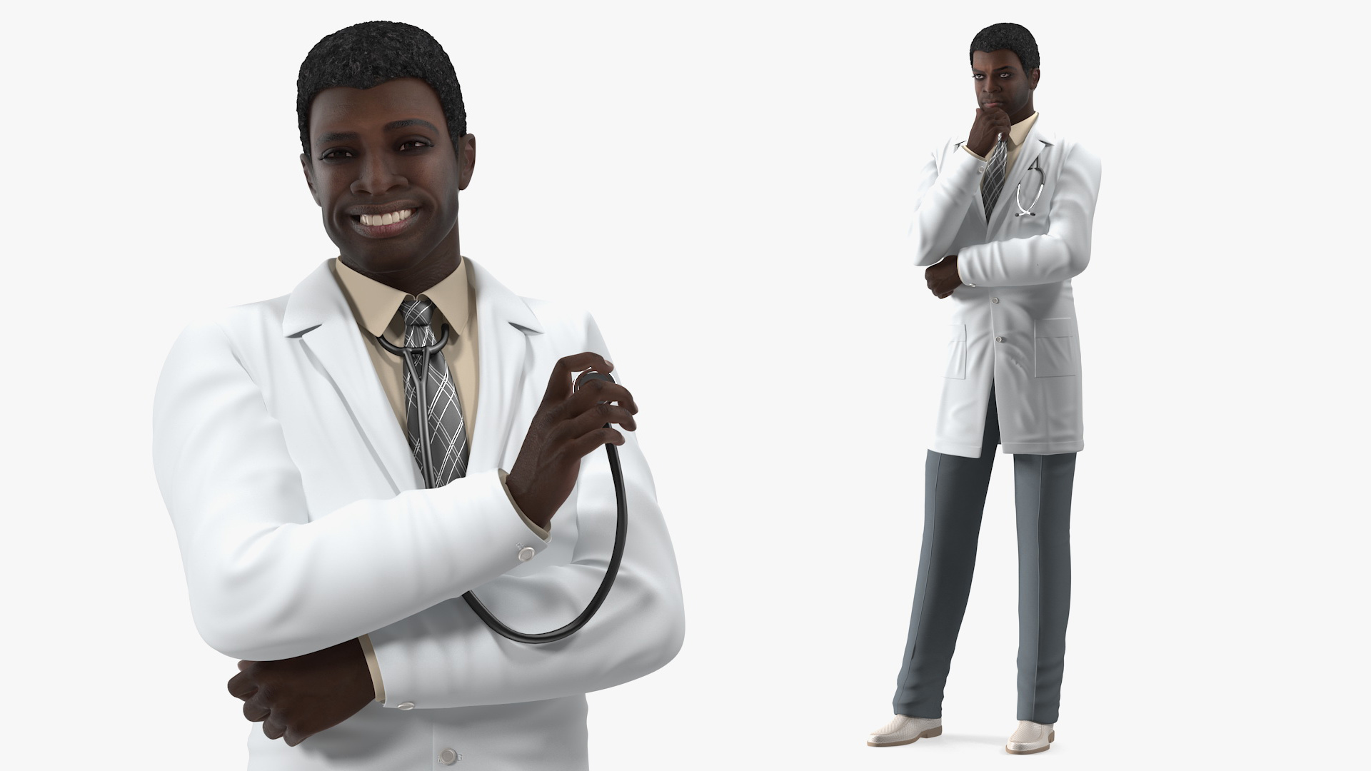 3D model African American Male Doctor Rigged